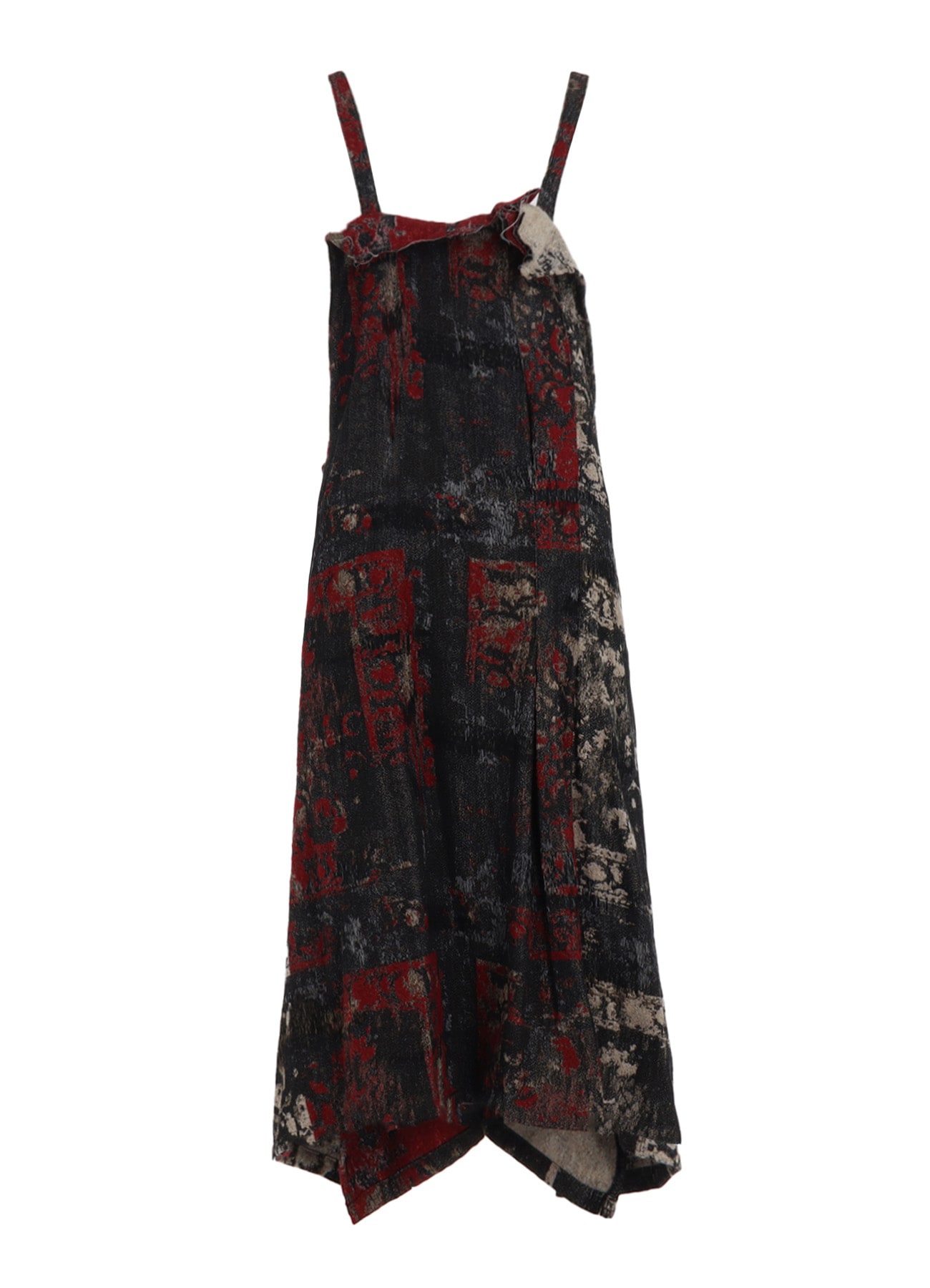 FLORAL JACQUARD PLEATED SHOULDER STRAP DRESS