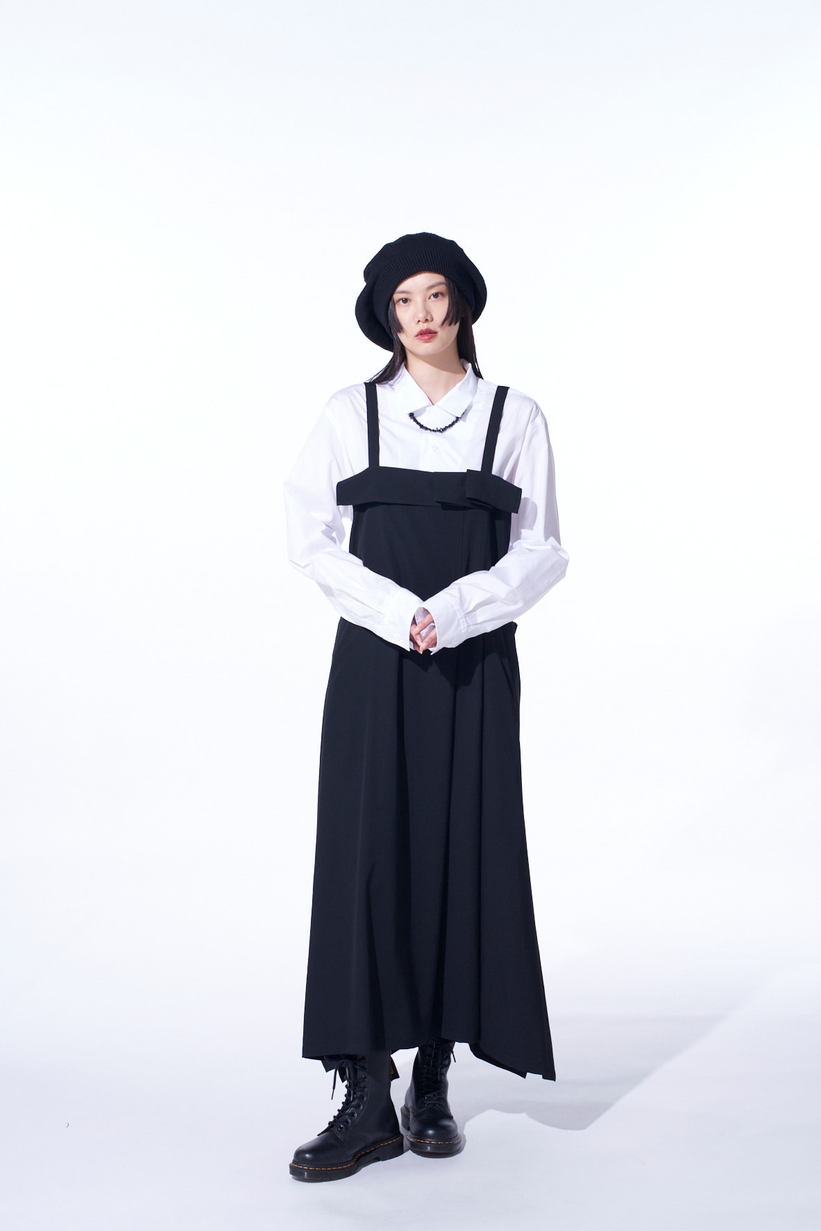 【11/21～11/25 Y's OMOTESANDO 先行販売】WASHER WOOL GABARDINE PLEATED SHOULDER STRAP DRESS