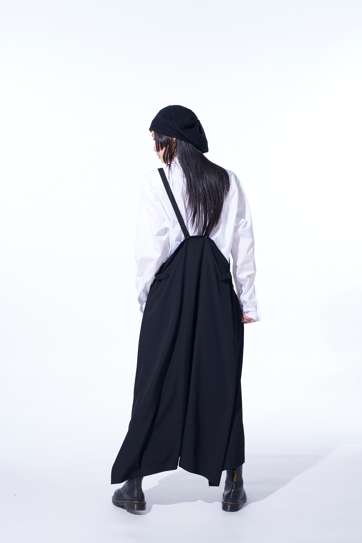 【11/21～11/25 Y's OMOTESANDO 先行販売】WASHER WOOL GABARDINE PLEATED SHOULDER STRAP DRESS