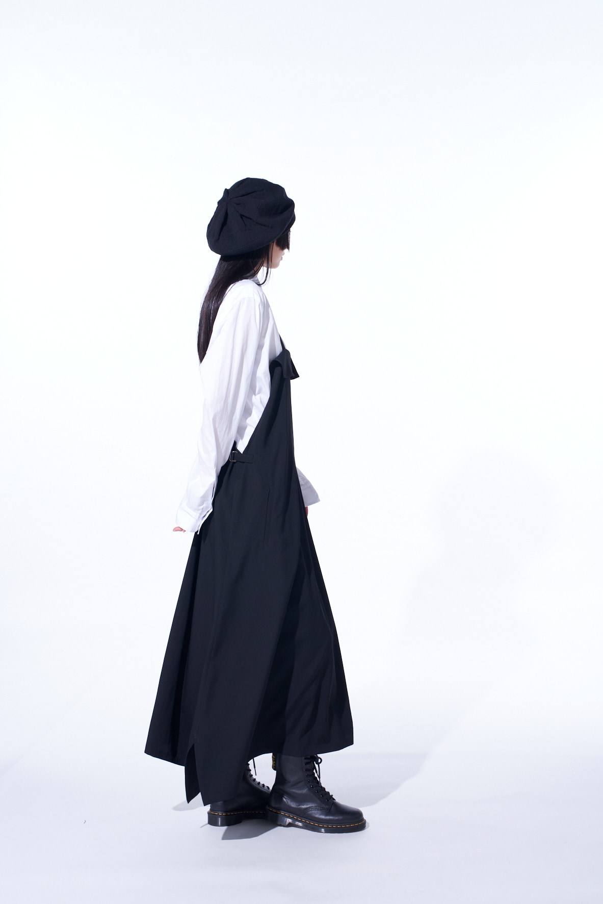 【11/21～11/25 Y's OMOTESANDO 先行販売】WASHER WOOL GABARDINE PLEATED SHOULDER STRAP DRESS