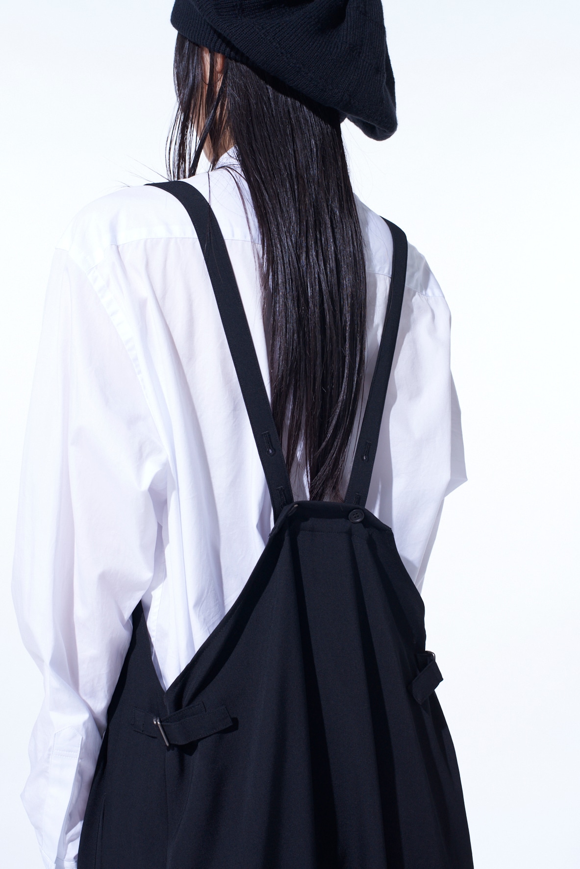 【11/21～11/25 Y's OMOTESANDO 先行販売】WASHER WOOL GABARDINE PLEATED SHOULDER STRAP DRESS