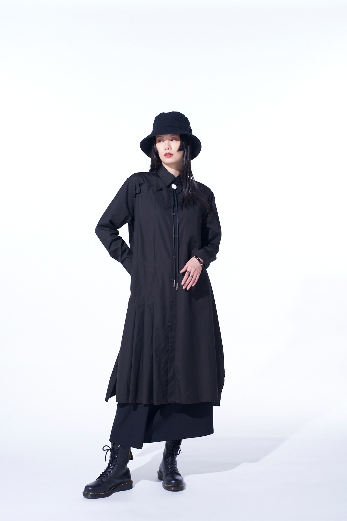 【11/21～11/25 Y's OMOTESANDO 先行販売】COTTON BROAD PLEATED SHIRT DRESS