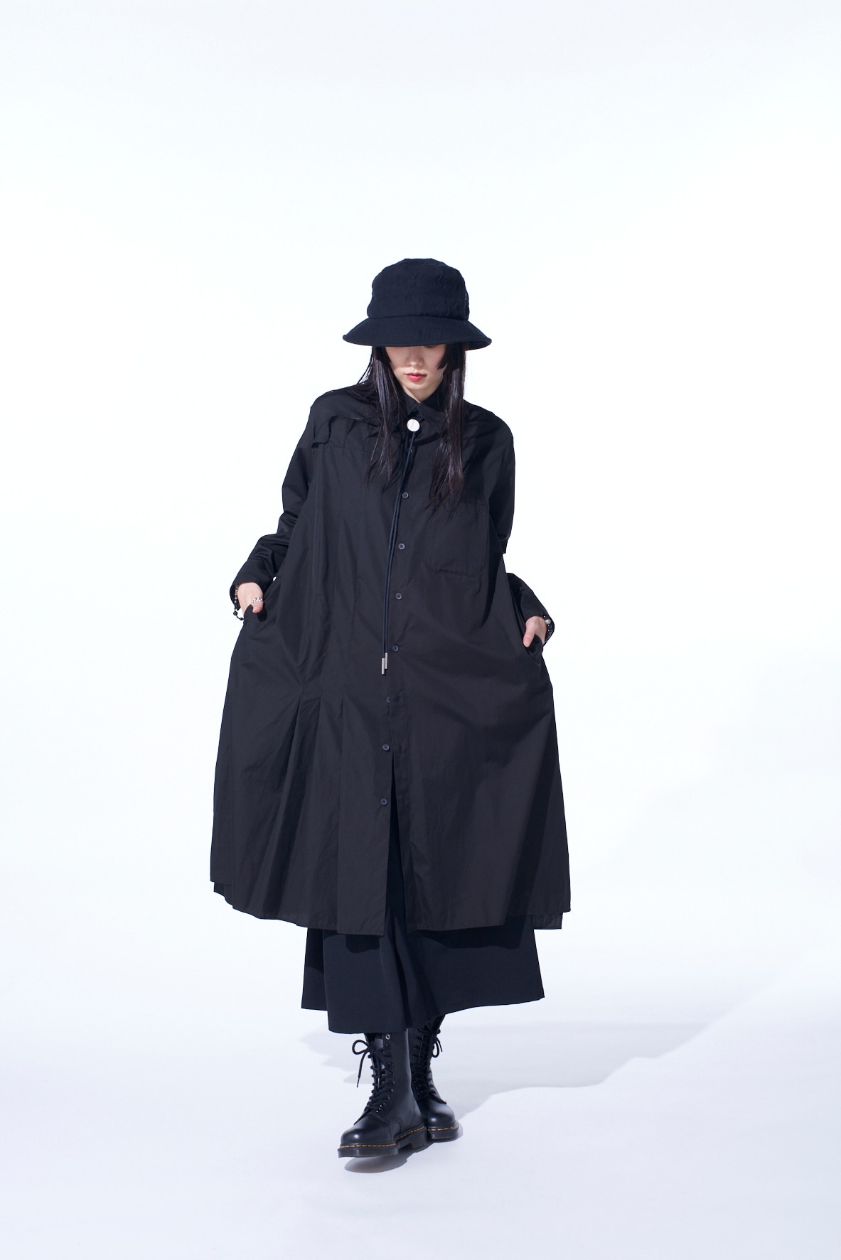 【11/21～11/25 Y's OMOTESANDO 先行販売】COTTON BROAD PLEATED SHIRT DRESS