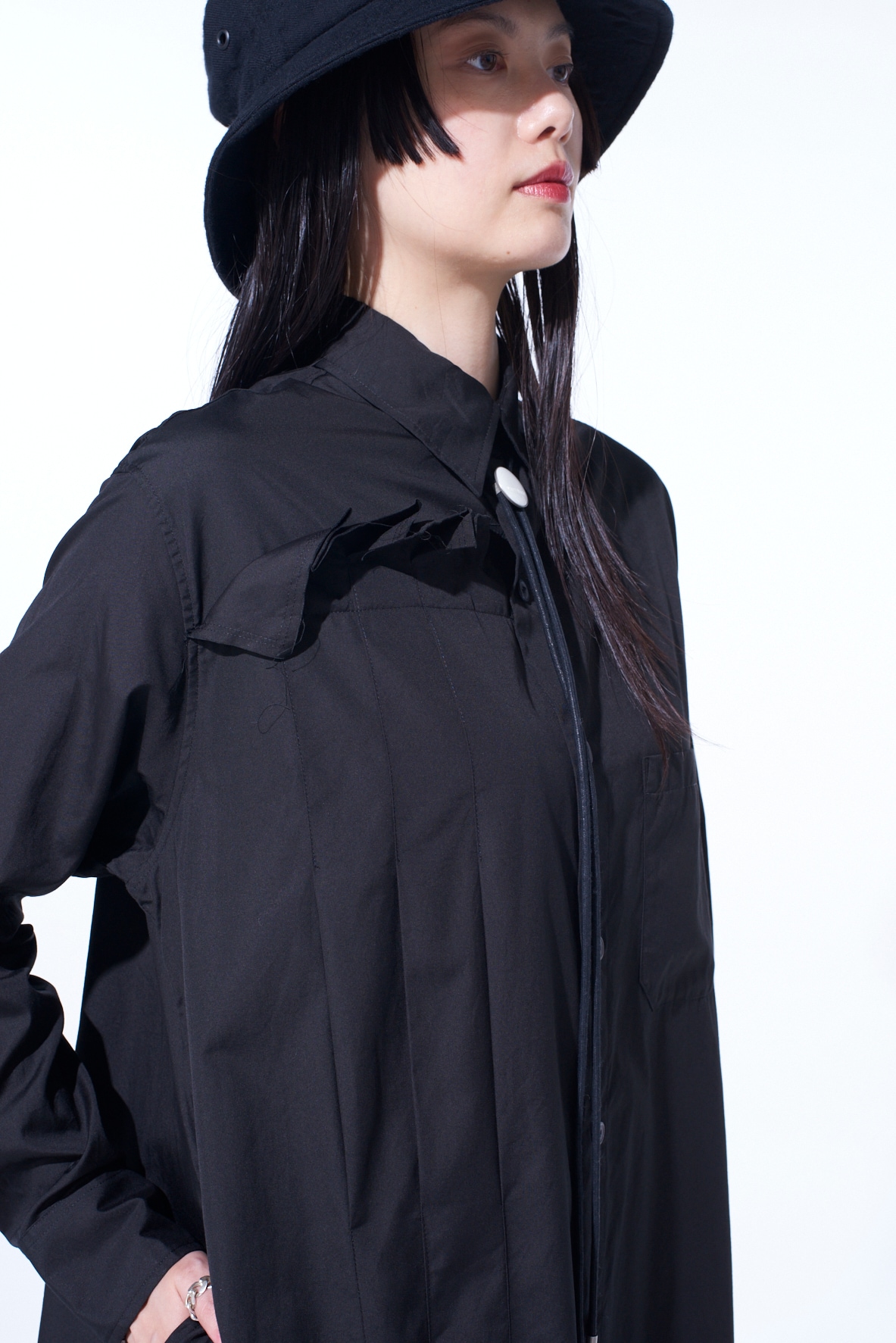 【11/21～11/25 Y's OMOTESANDO 先行販売】COTTON BROAD PLEATED SHIRT DRESS