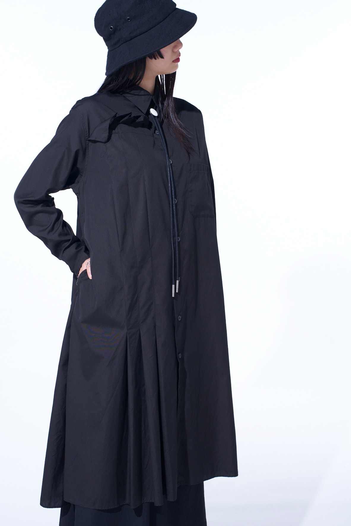 【11/21～11/25 Y's OMOTESANDO 先行販売】COTTON BROAD PLEATED SHIRT DRESS