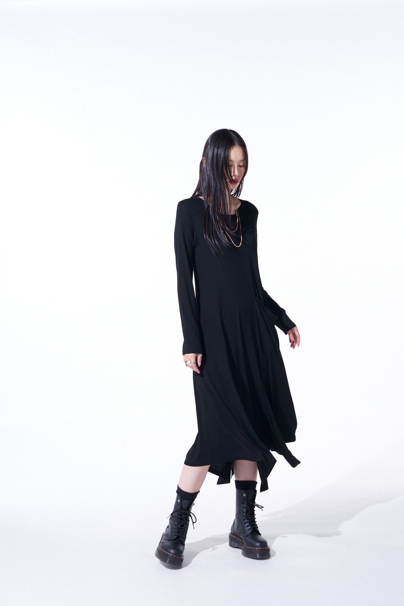 RAYON JERSEY ASYMMETRICAL DRESS