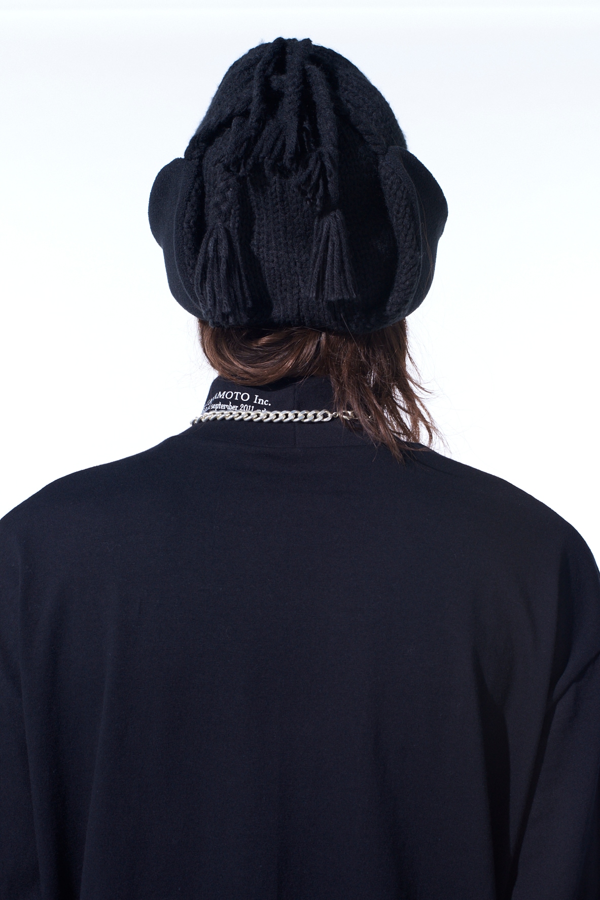 KNIT BEANIE WITH FRINGED EARPIECES