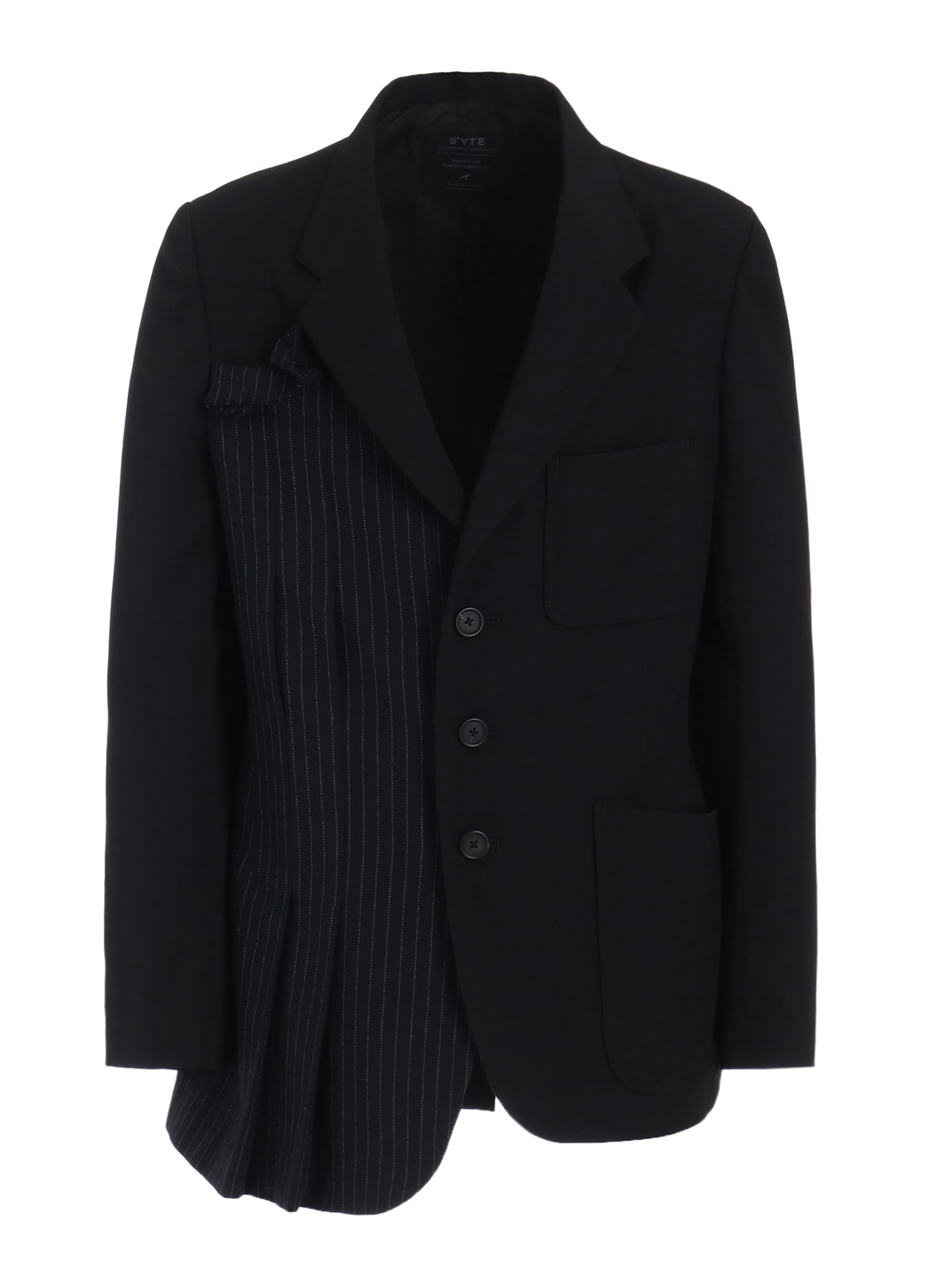 WASHER WOOL GABARDINE ASYMMETRICAL PLEATED JACKET