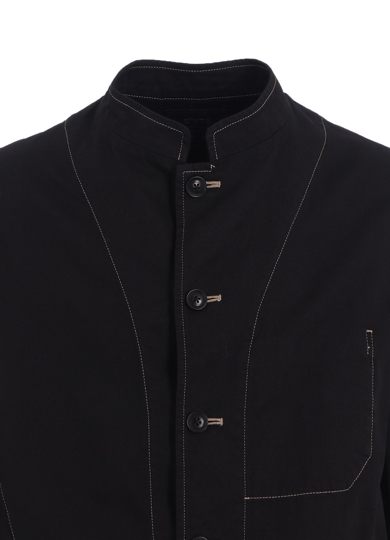 COTTON TWILL GARMENT DYED STAND COLLAR JACKET