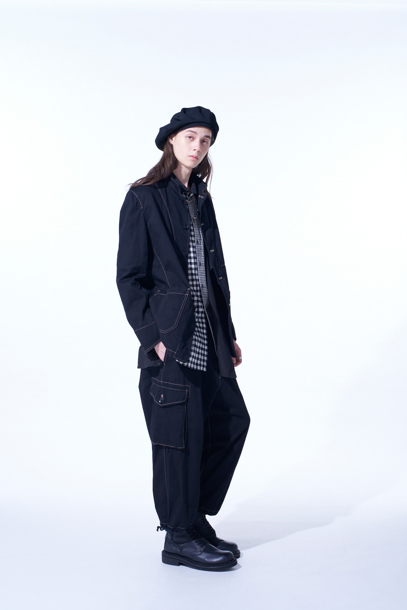 COTTON TWILL GARMENT DYED STAND COLLAR JACKET