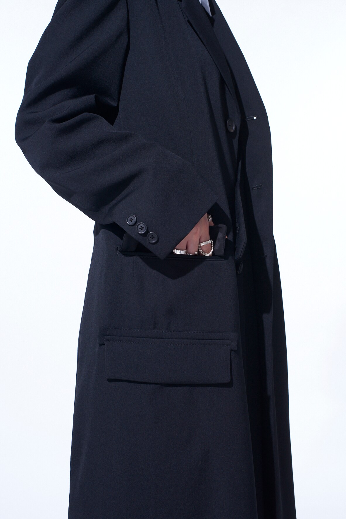 【11/21～11/25 Y's OMOTESANDO 先行販売】WASHER WOOL GABARDINE SLIM LONG JACKET