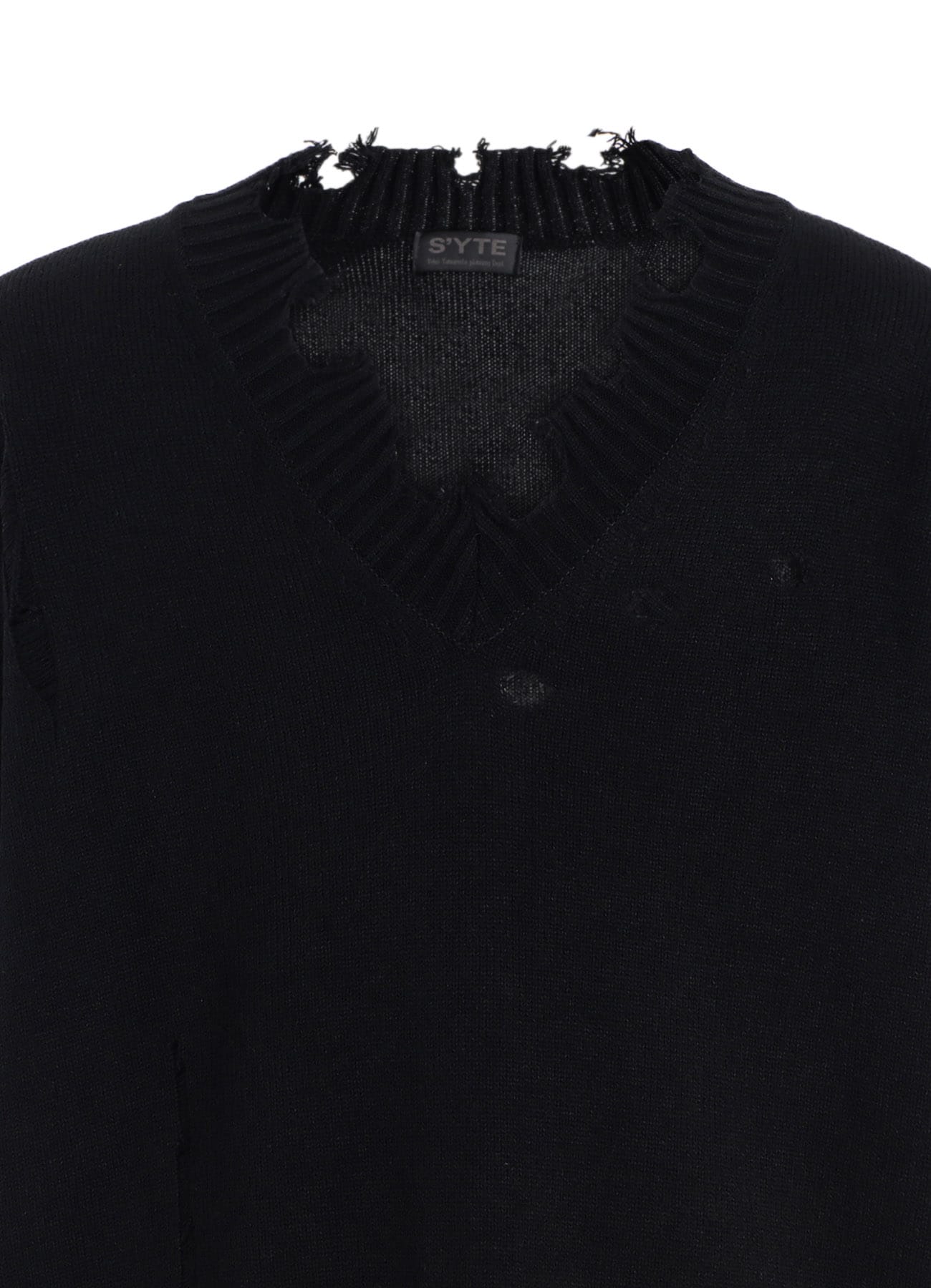 7G BULKY WOOL DAMAGE V NECK PULLOVER