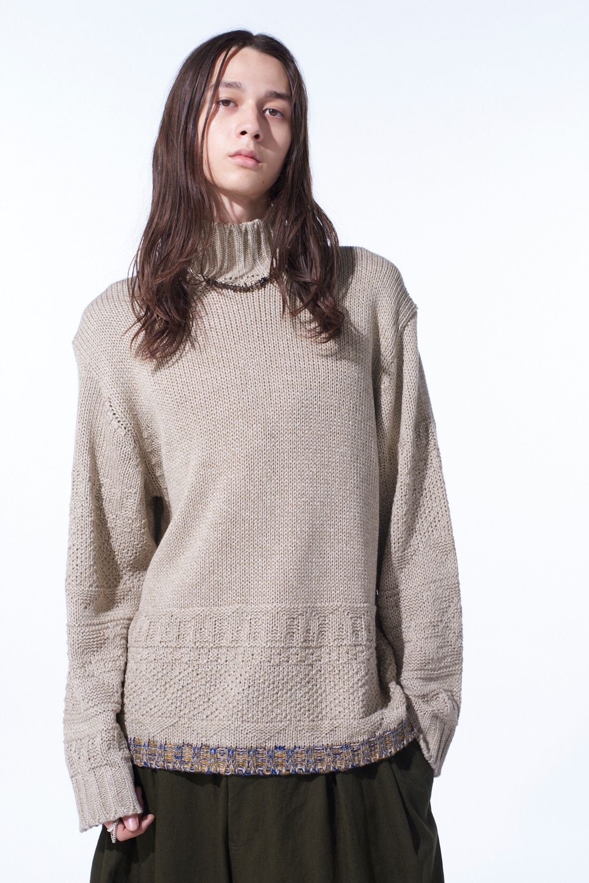 BULKY WOOL LYNX HIGH NECK KNIT