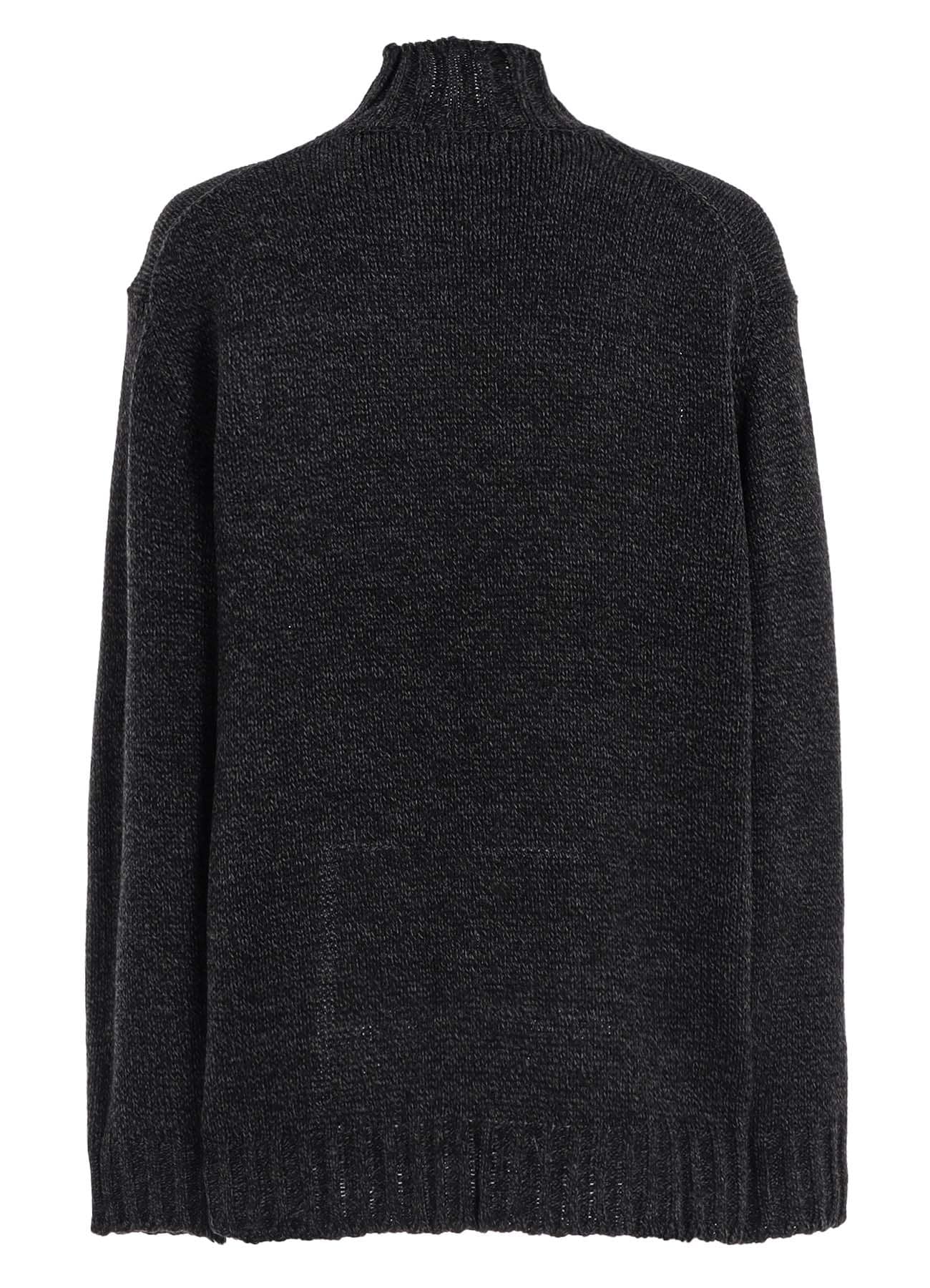 BULKY WOOL BIG POCKET HIGH NECK KNIT