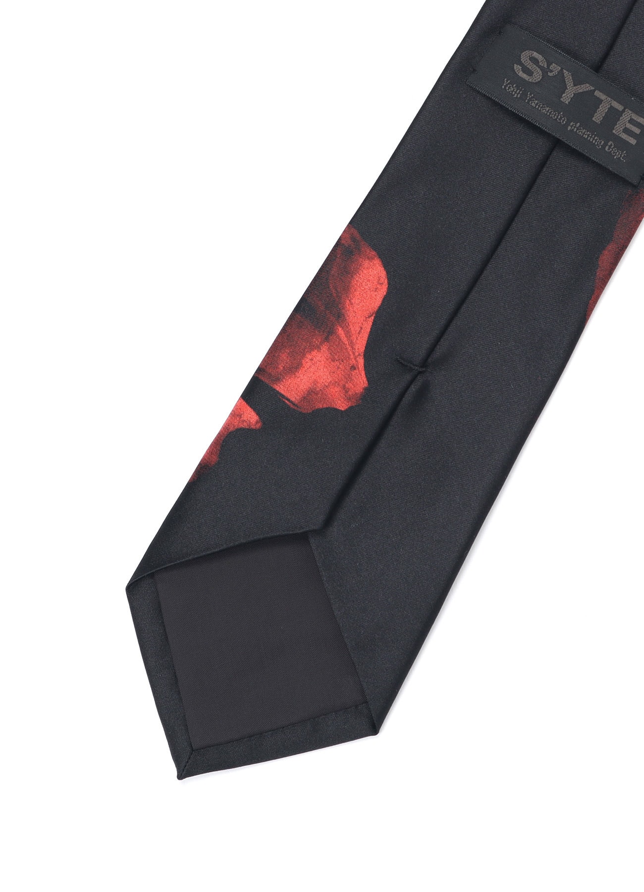 SILK SATIN RED POPPY FLOWER PRINT REGULAR TIE