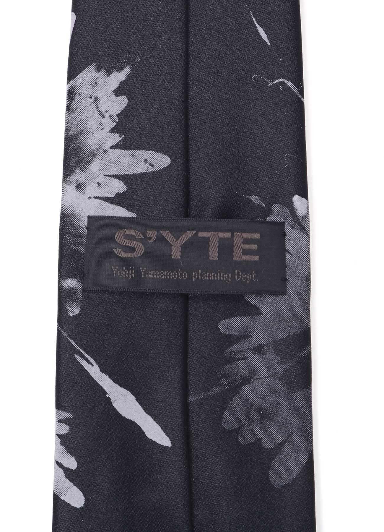 SILK SATIN CHRYSANTHEMUM FLOWER PRINT REGULAR TIE