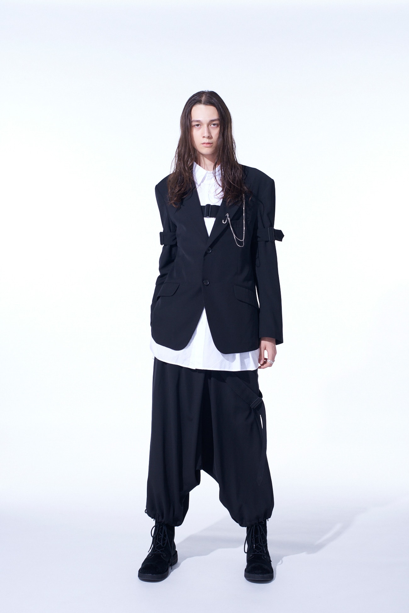 PE/GABARDINE BELTED BALLOON SAROUEL PANTS