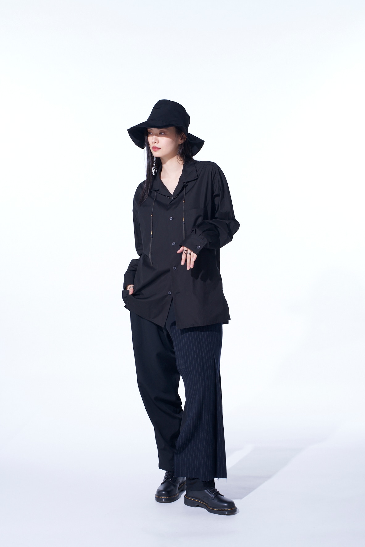 【11/21～11/25 Y's OMOTESANDO 先行販売】WASHER WOOL GABARDINE PLEATED WRAP PANTS