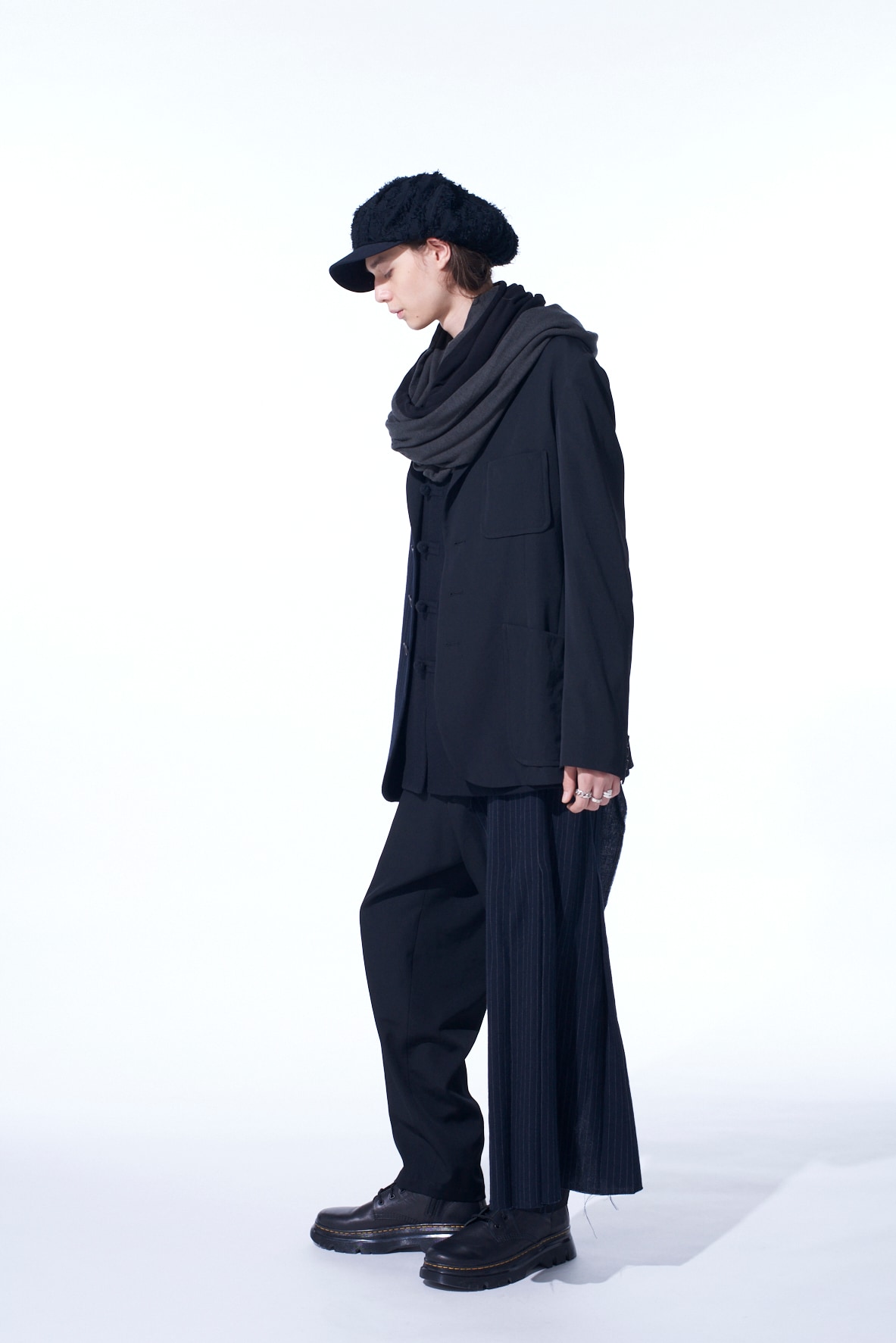 【11/21～11/25 Y's OMOTESANDO 先行販売】WASHER WOOL GABARDINE PLEATED WRAP PANTS