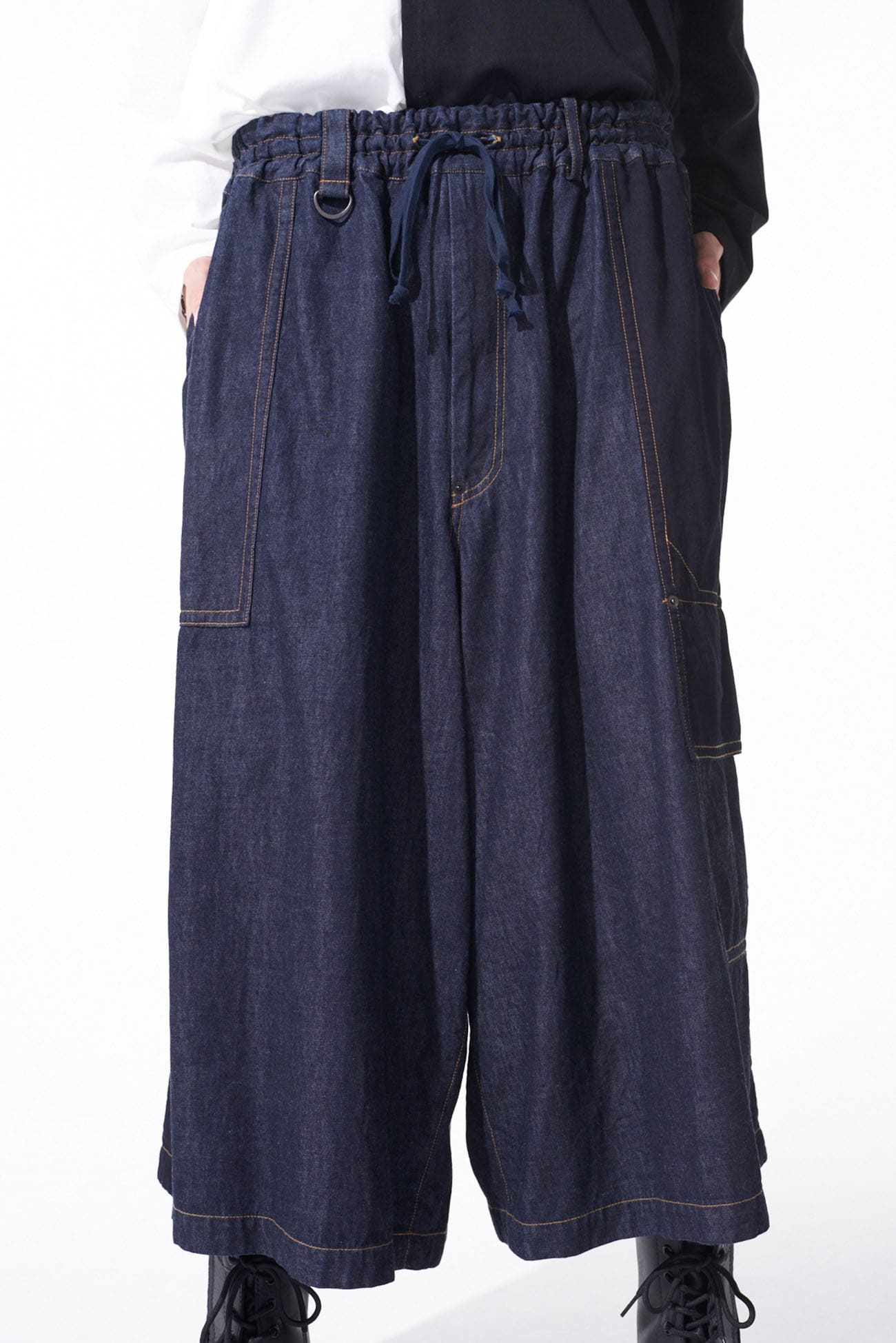 7oz DENIM CRAZY PATCHWORK CULOTTE PANTS