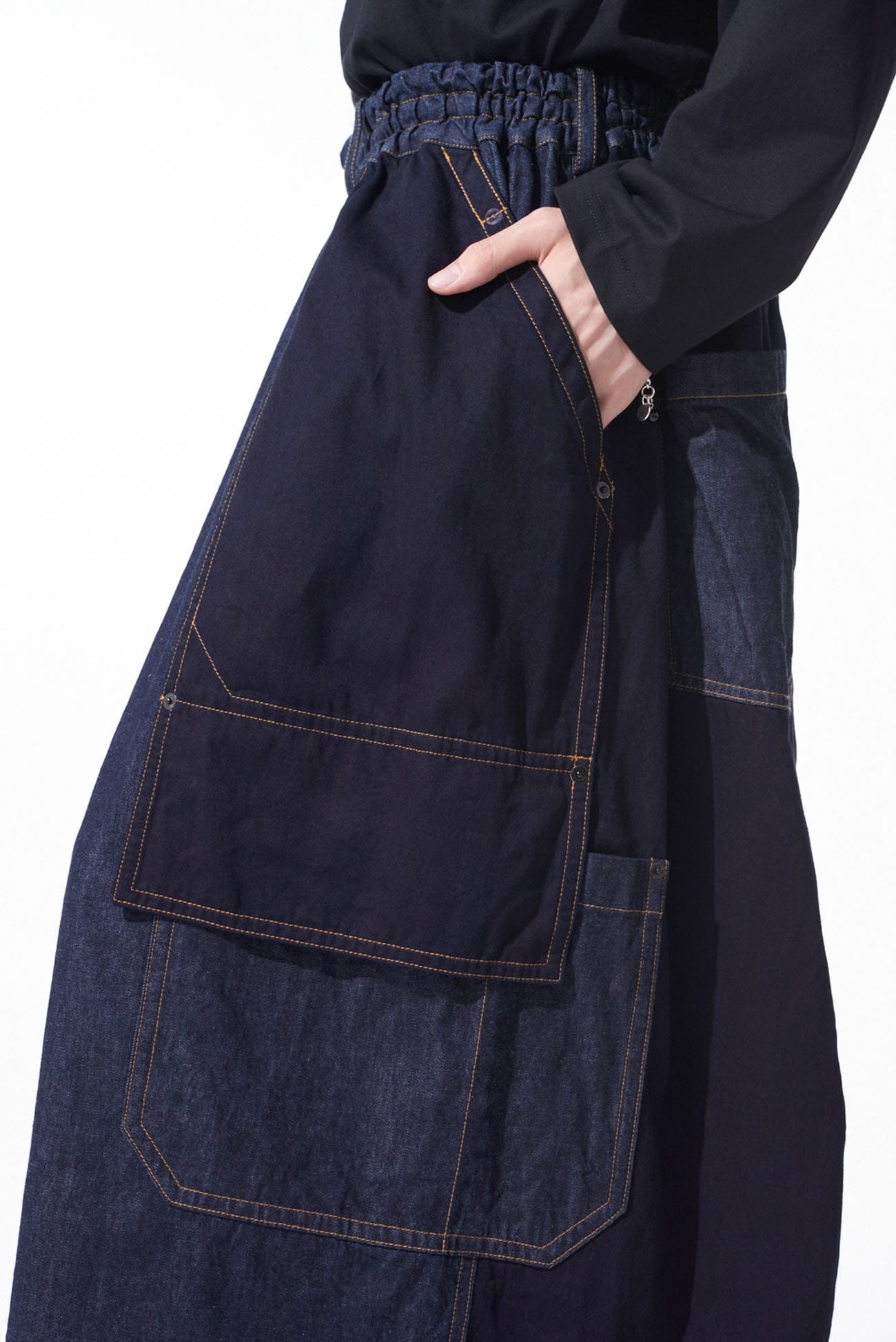 7oz DENIM CRAZY PATCHWORK CULOTTE PANTS