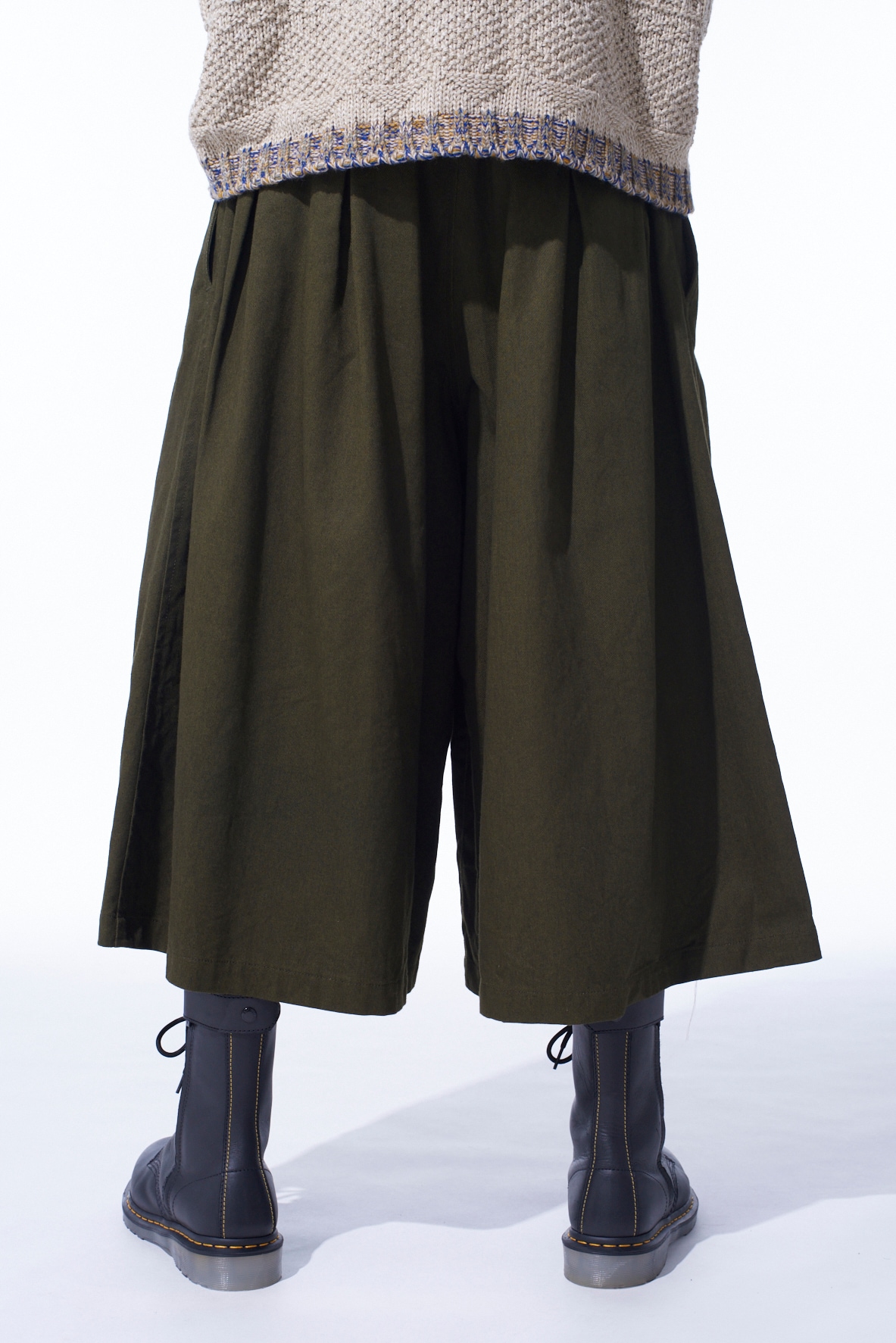 COTTON DRILL "BORO"APPLIQUE CULOTTE PANTS