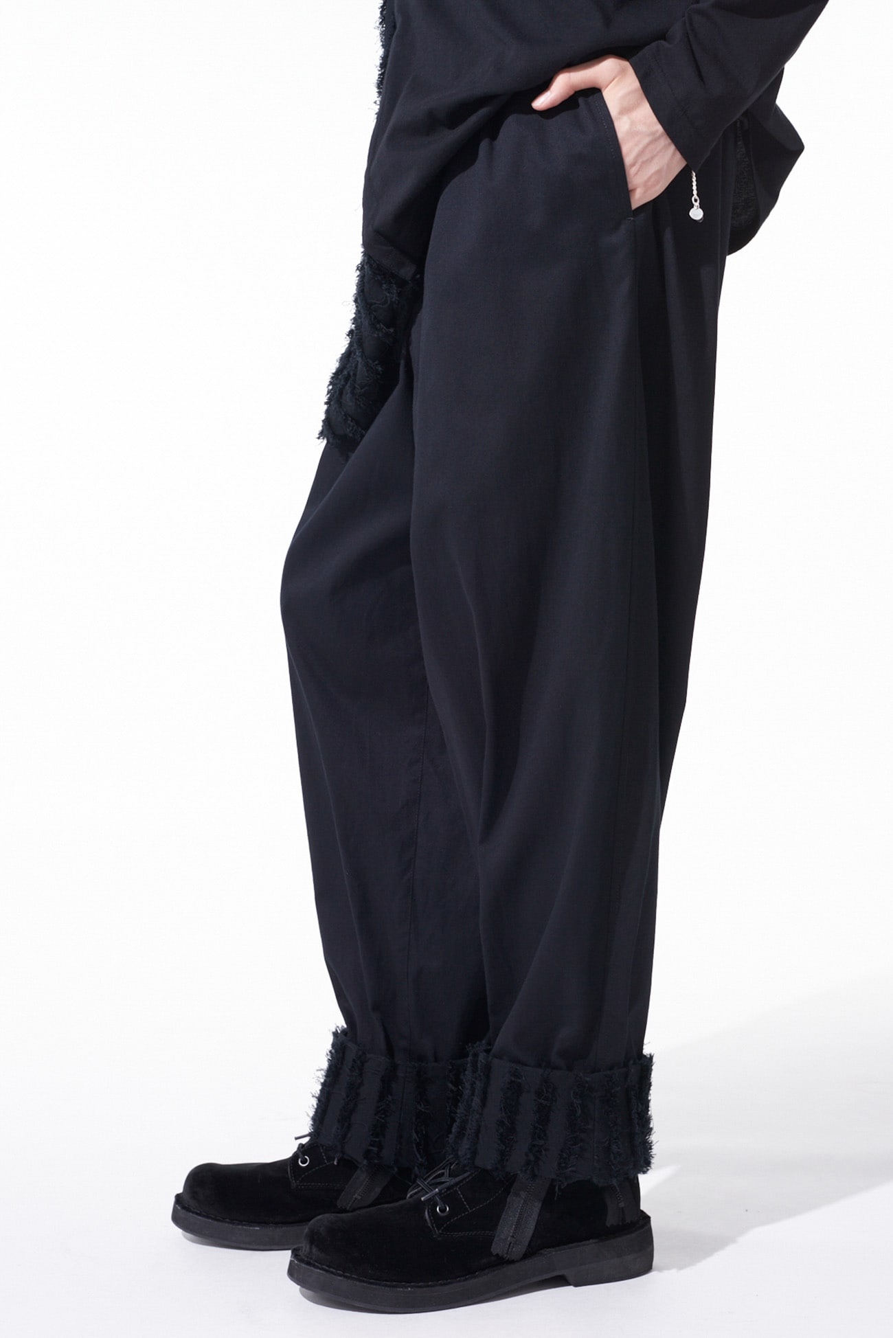 JACQUARD FRINGE STRIPE WIDE PANTS