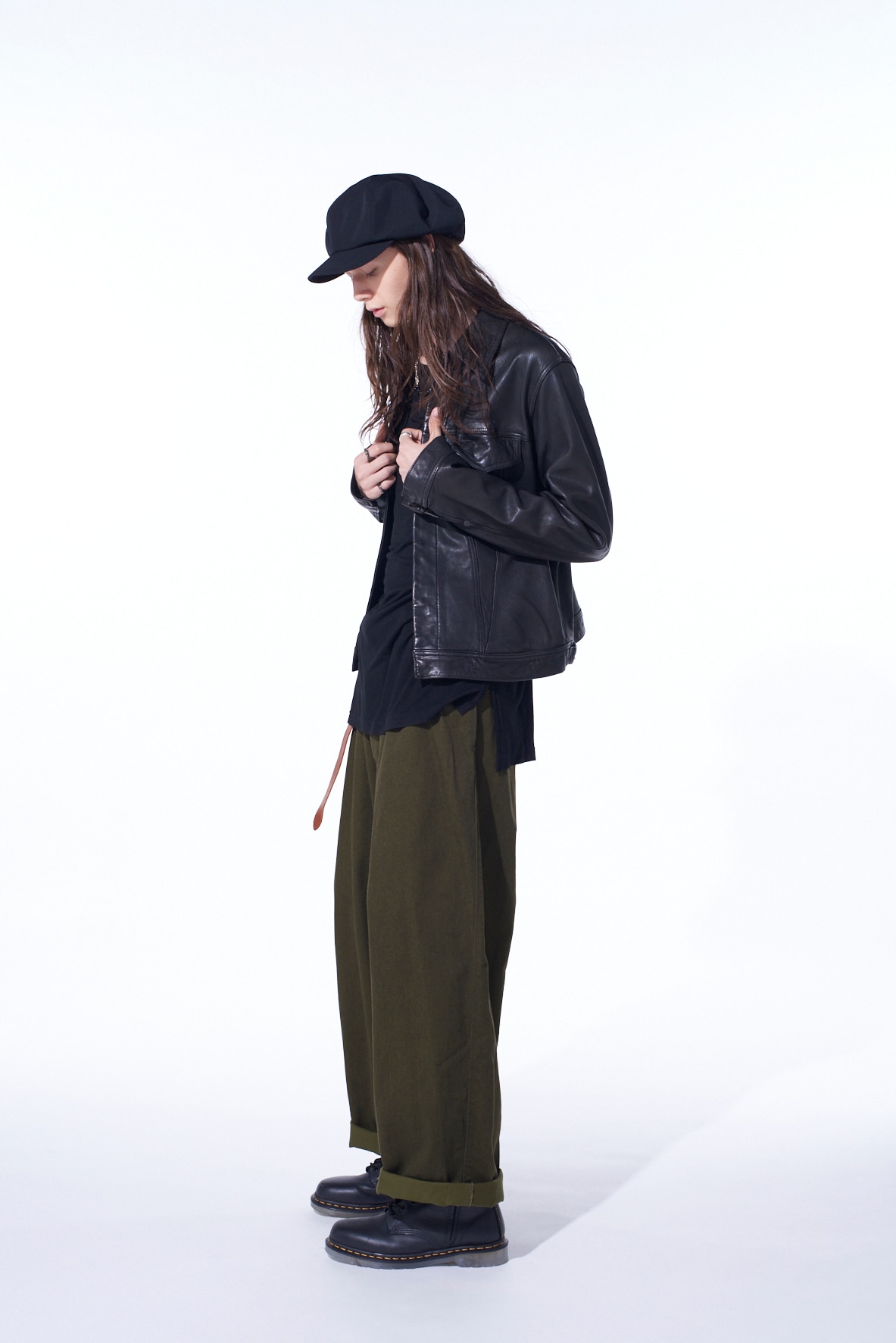 COTTON DRILL DRAWSTRING WIDE PANTS