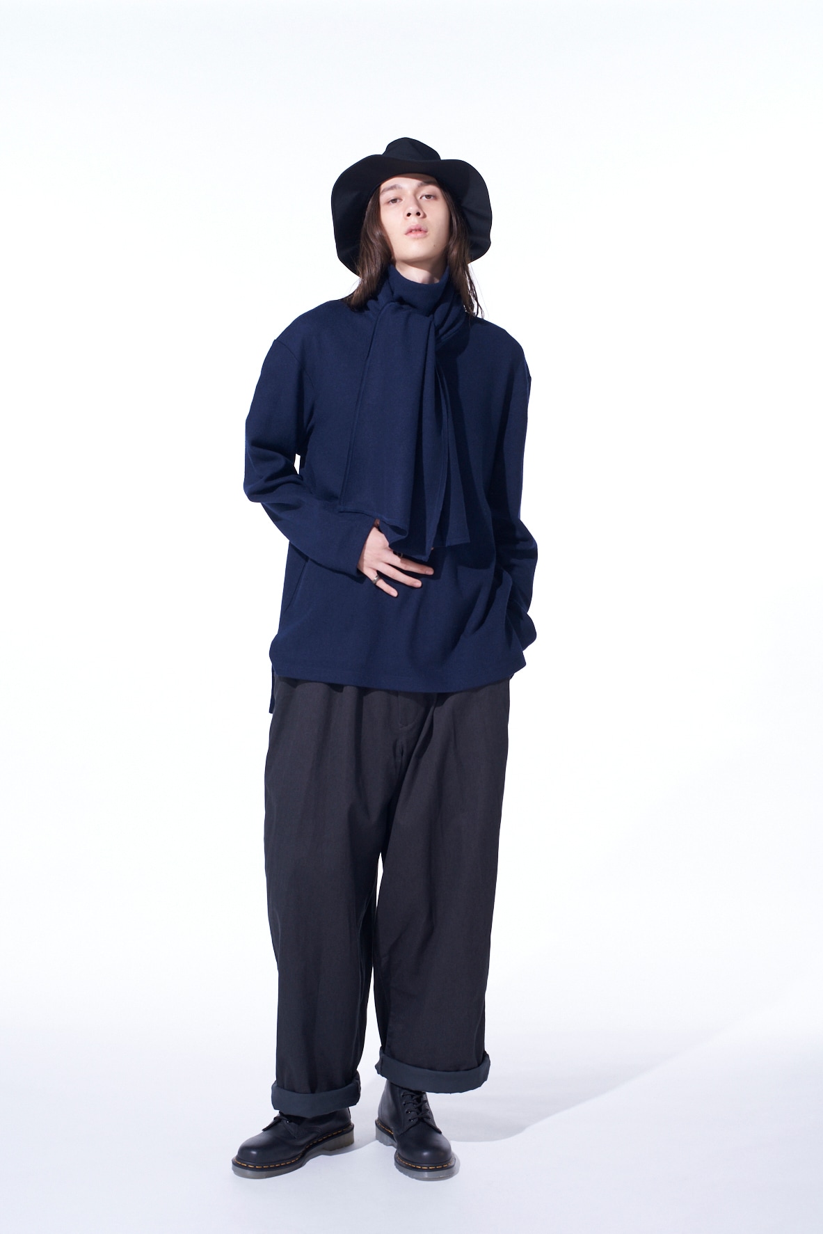 COTTON DRILL DRAWSTRING WIDE PANTS