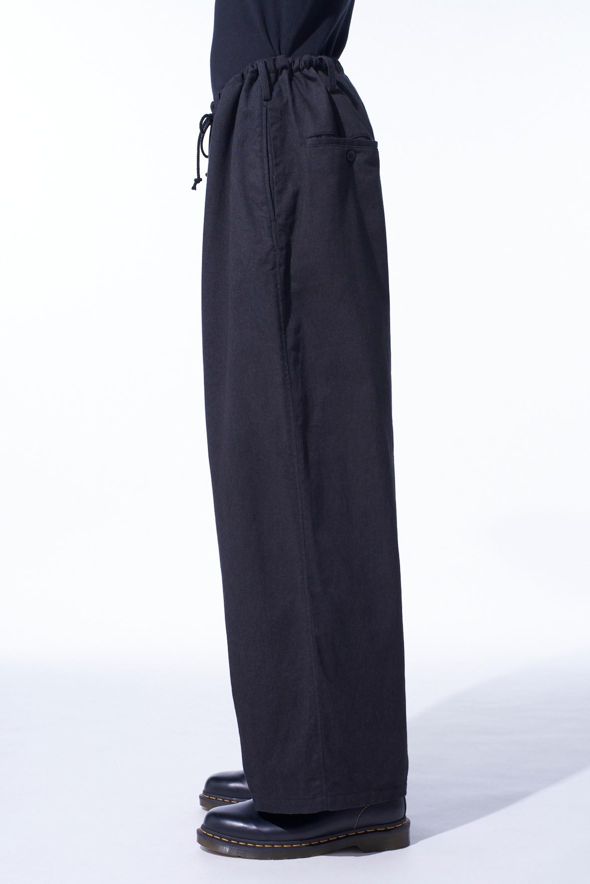 COTTON DRILL DRAWSTRING WIDE PANTS