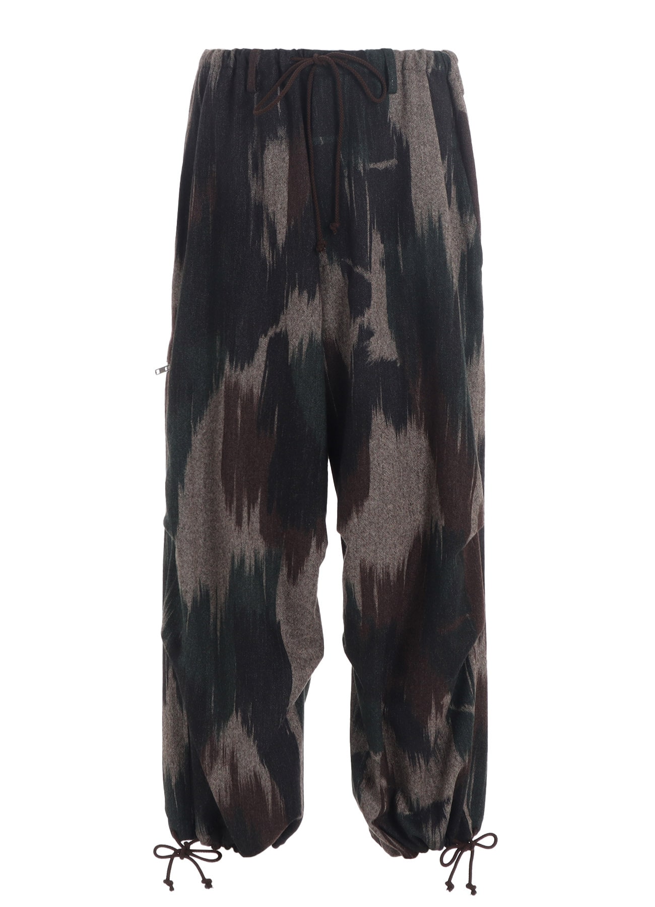 CAMOUFLAGE TWEED KNEE TUCK WIDE PANTS