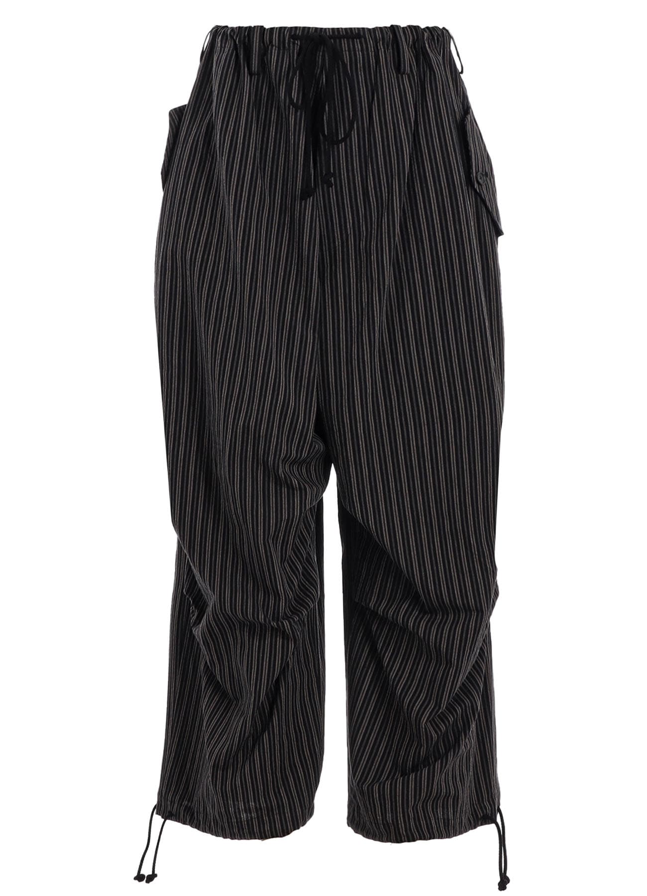 OVERDYED STRIPES KNEE TUCK WIDE PANTS