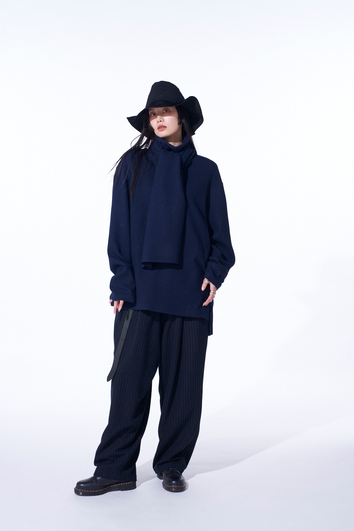 【11/21～11/25 Y's OMOTESANDO 先行販売】CHAMBRAY VIYELLA STRIPED WIDE TROUSERS WITH SIDE TAPE