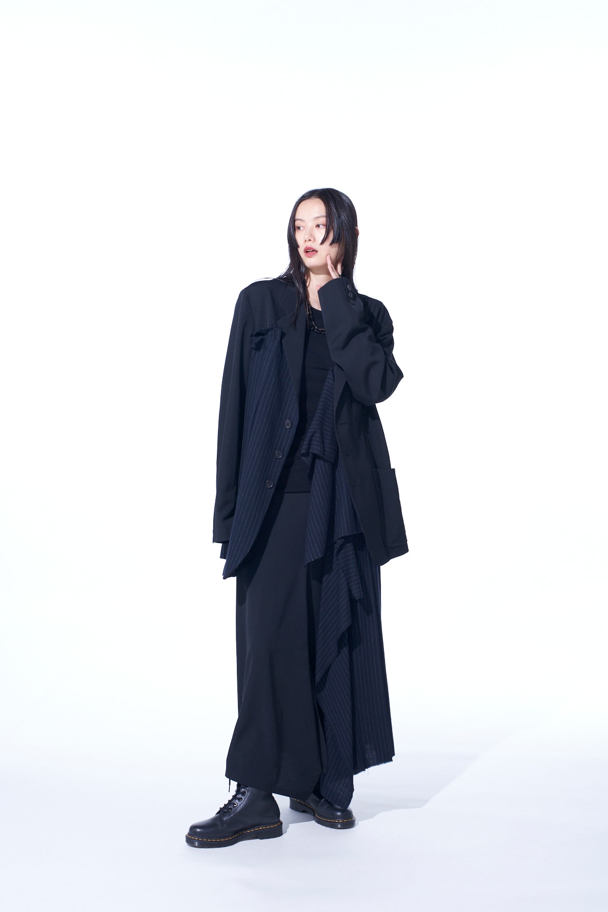 【11/21～11/25 Y's OMOTESANDO 先行販売】WASHER WOOL GABARDINE PLEATED SKIRT