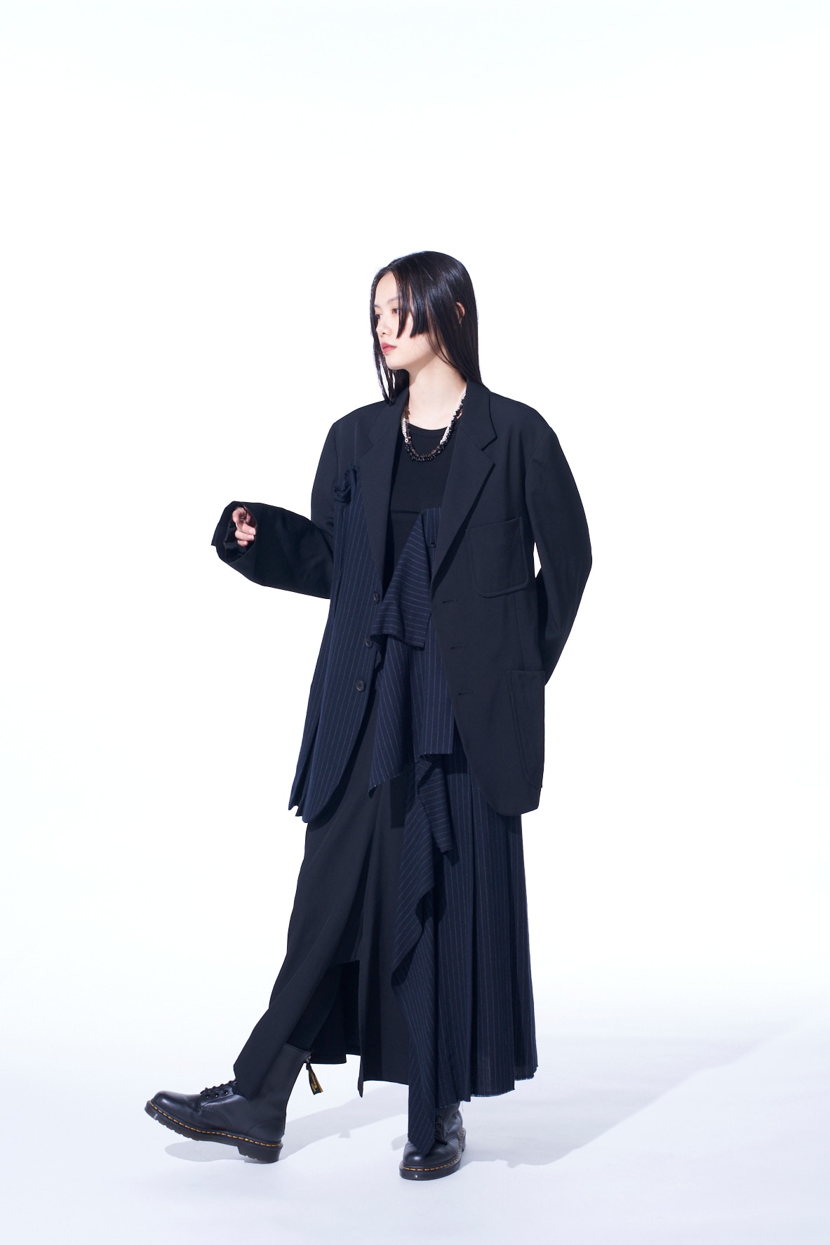 【11/21～11/25 Y's OMOTESANDO 先行販売】WASHER WOOL GABARDINE PLEATED SKIRT