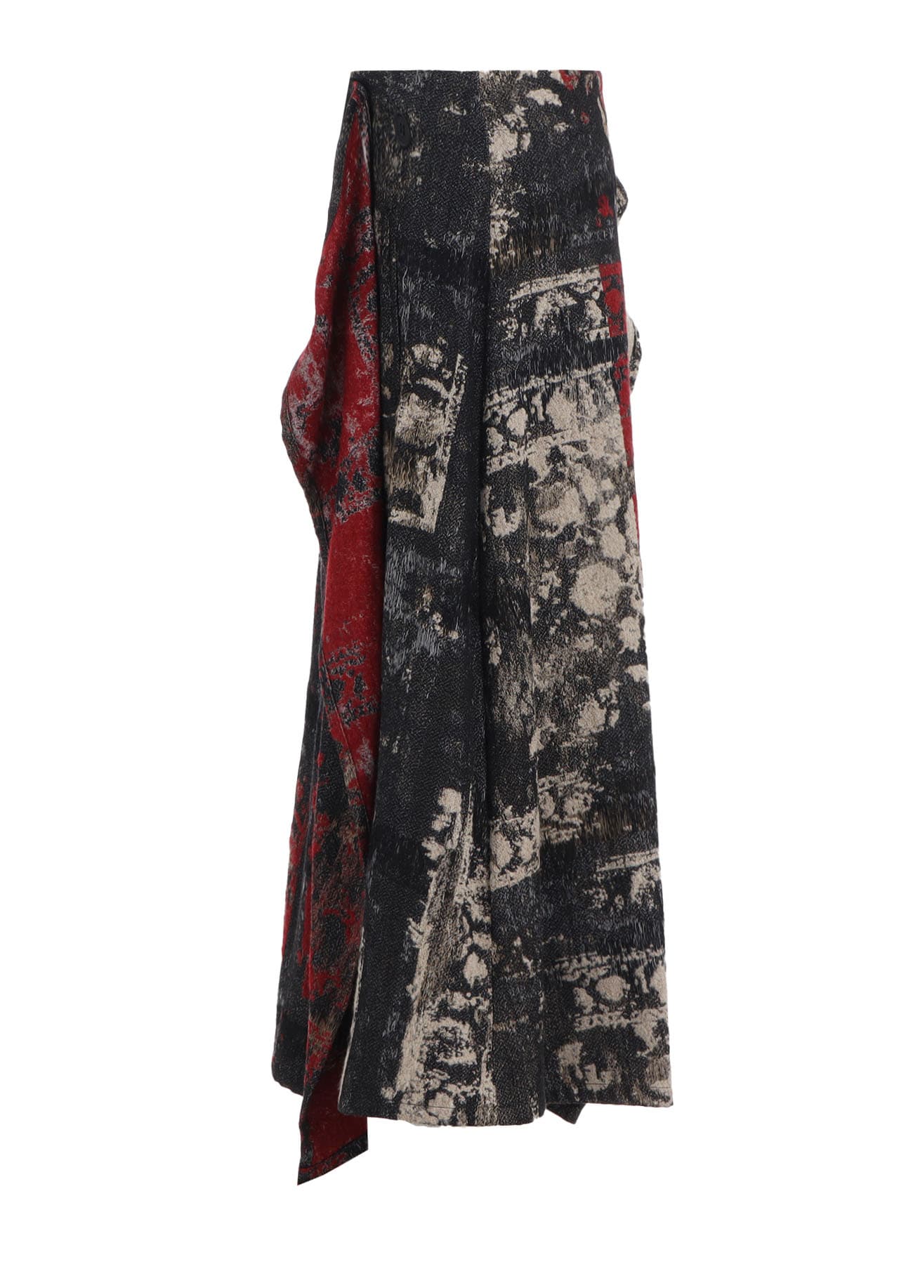 FLORAL JACQUARD WRAP FLARE SKIRT