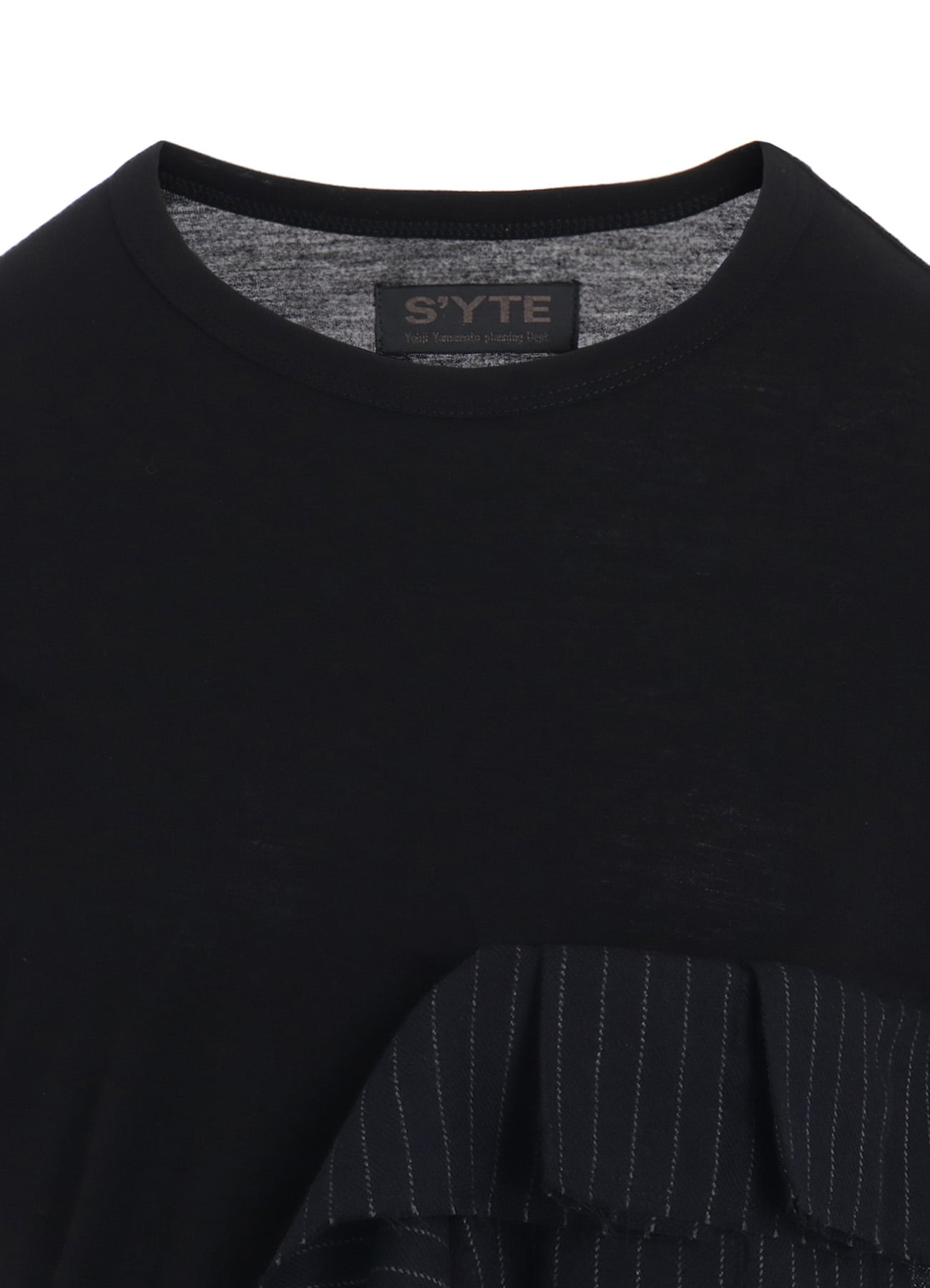 【11/21～11/25 Y's OMOTESANDO 先行販売】RAYON JERSEY LONG-SLEEVED T-SHIRT WITH PLEATED STRIPES FABRIC