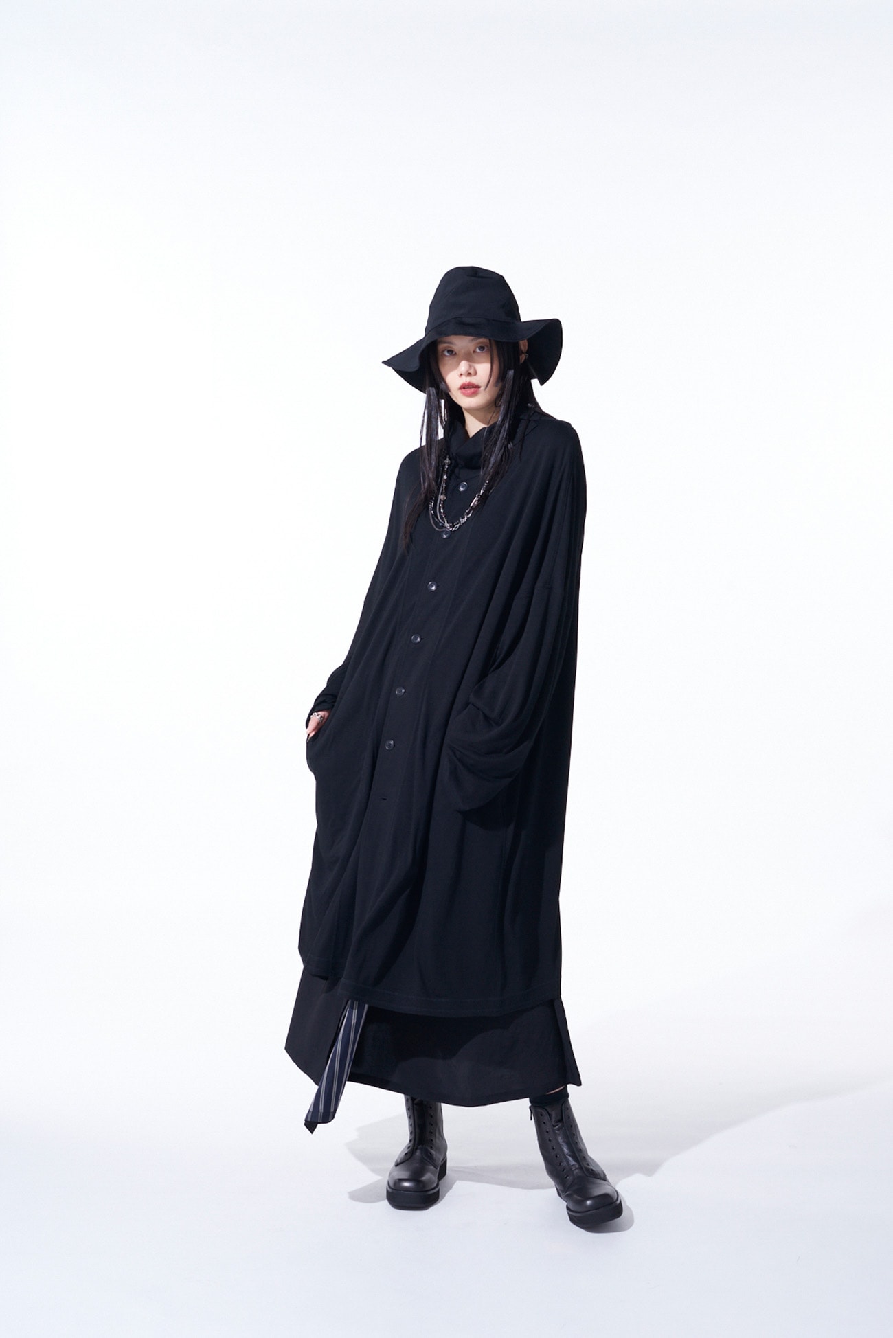 RAYON JERSEY COLLARLESS LONG CARDIGAN