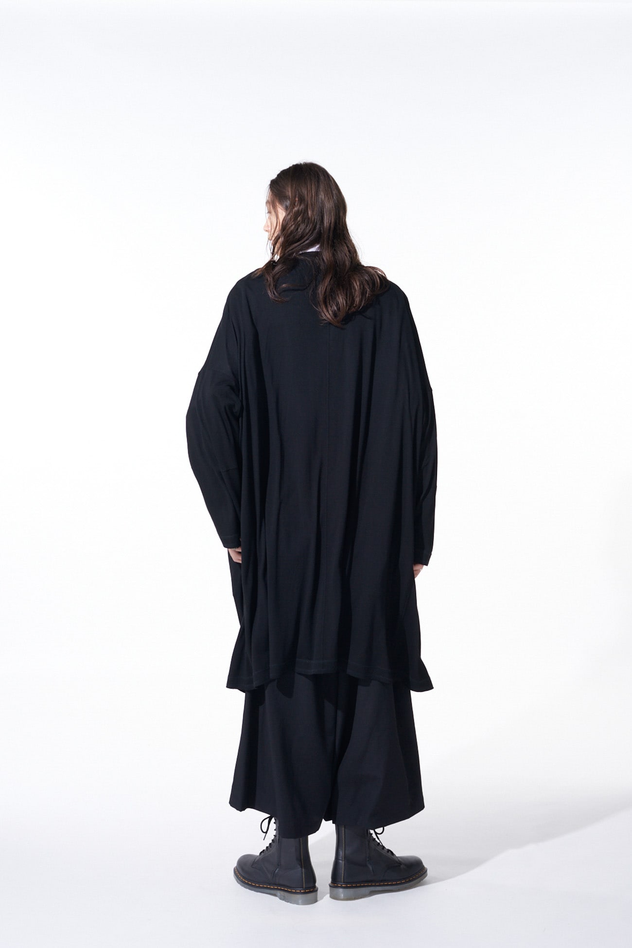 RAYON JERSEY COLLARLESS LONG CARDIGAN