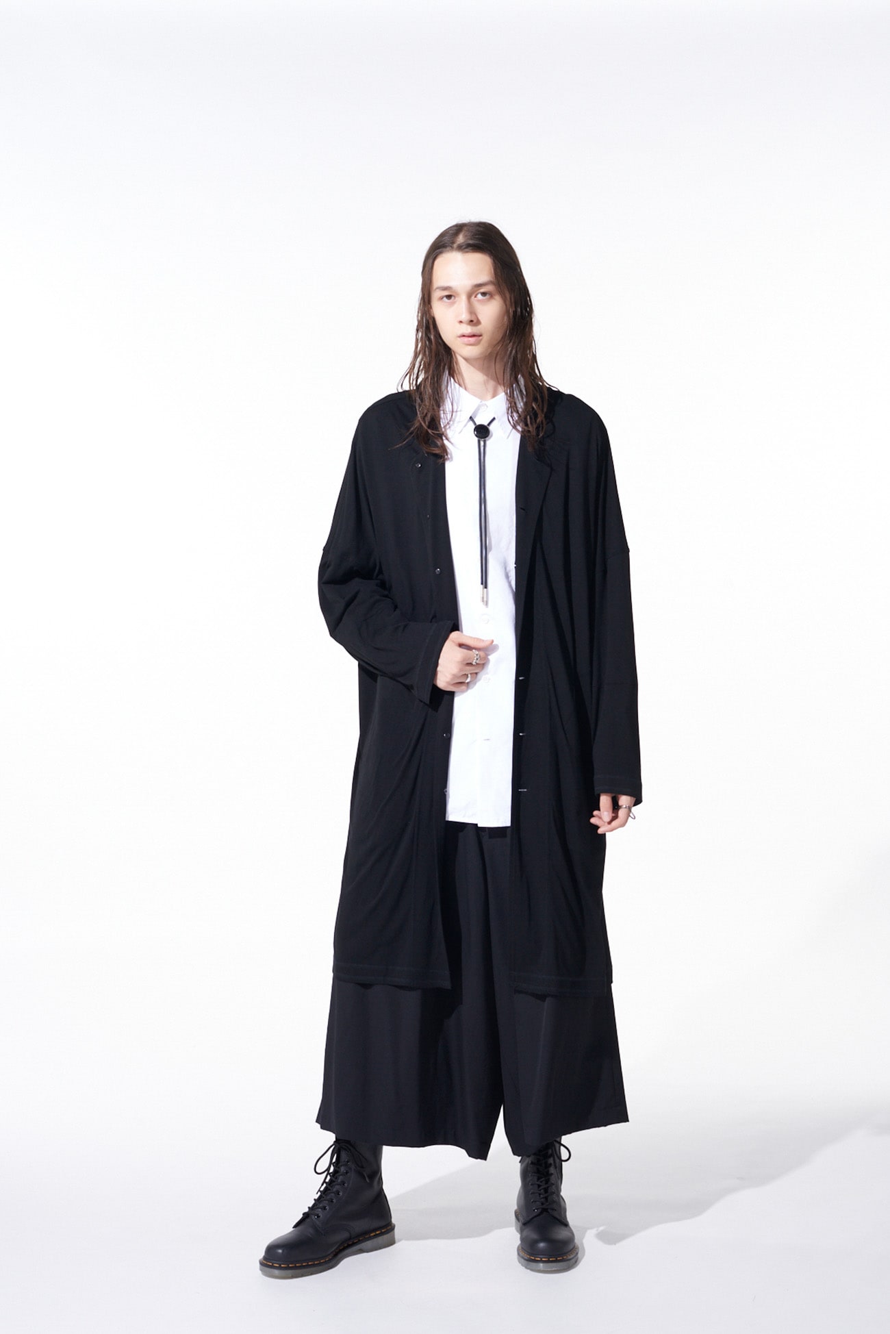 RAYON JERSEY COLLARLESS LONG CARDIGAN