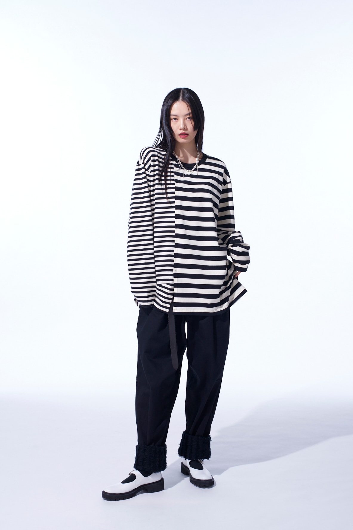 THIN STRIPE + THICK STRIPE SHIFTING LONG SLEEVE T-SHIRT