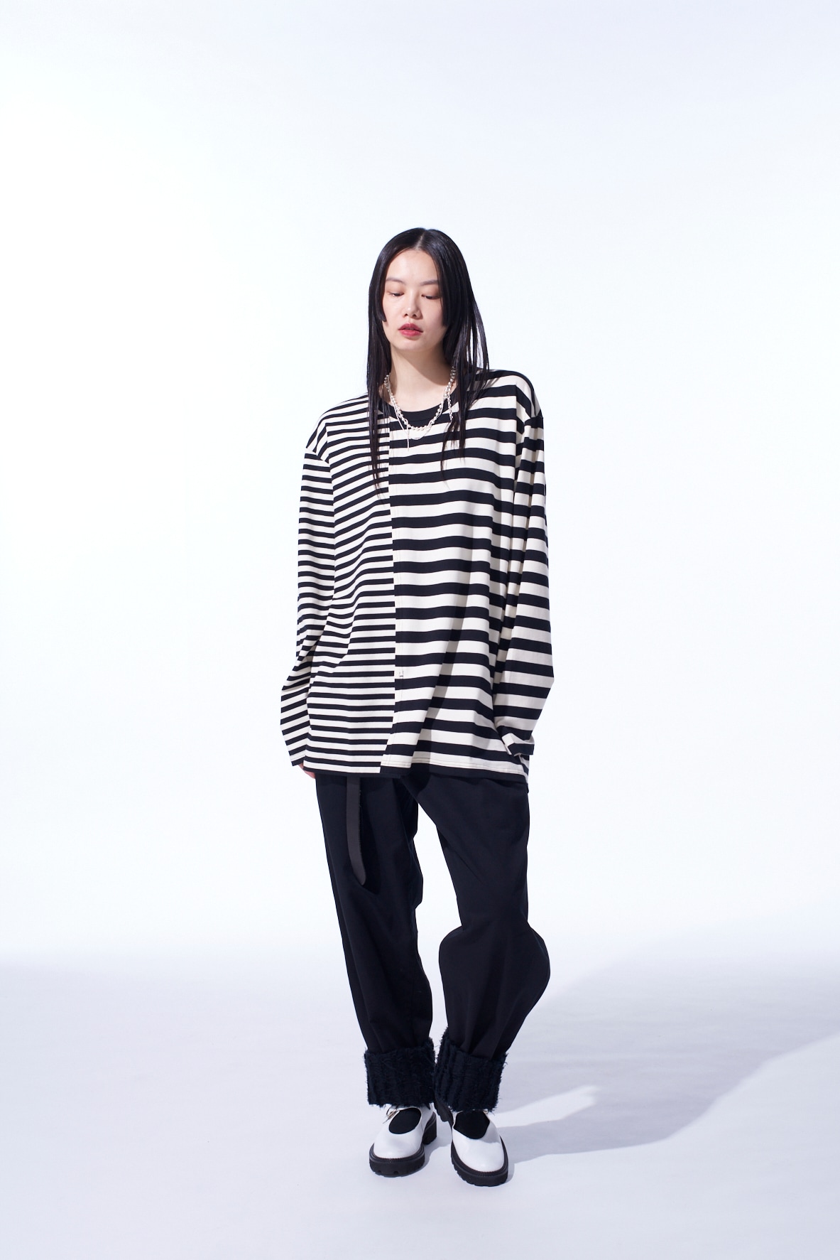 THIN STRIPE + THICK STRIPE SHIFTING LONG SLEEVE T-SHIRT