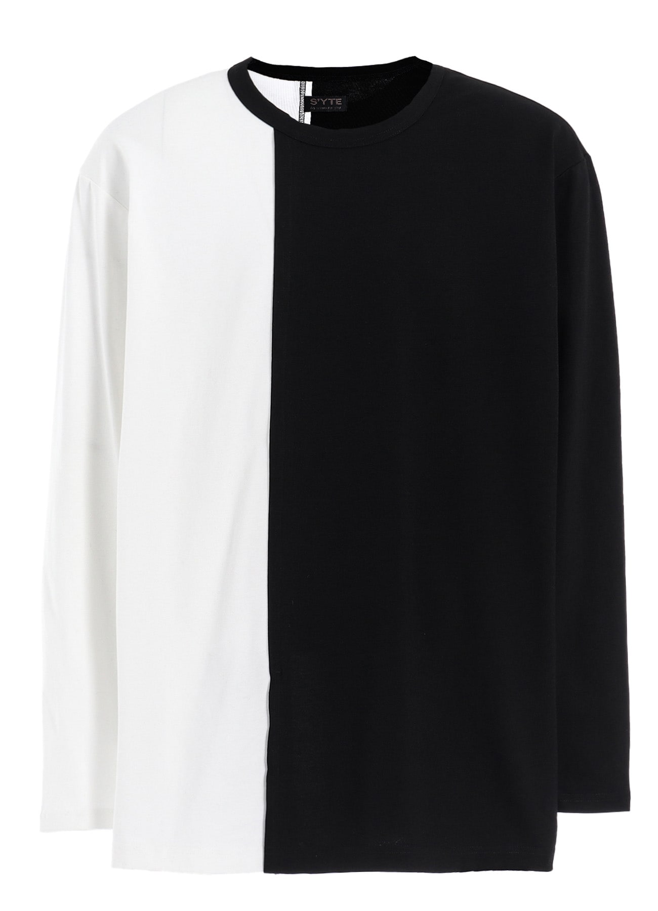 BICOLOR LONG-SLEEVED T-SHIRT WITH HEM SLITS