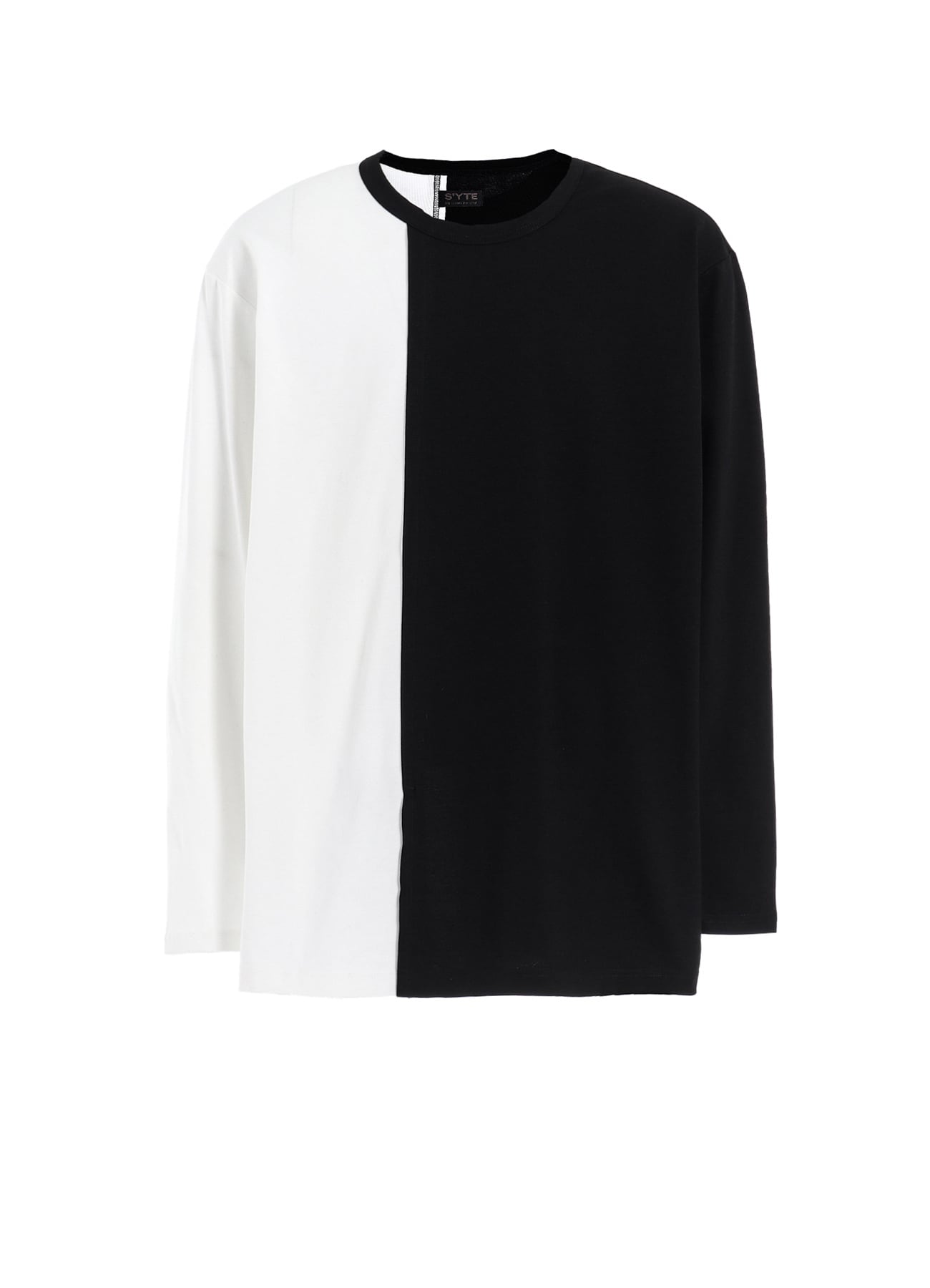 BICOLOR LONG-SLEEVED T-SHIRT WITH HEM SLITS