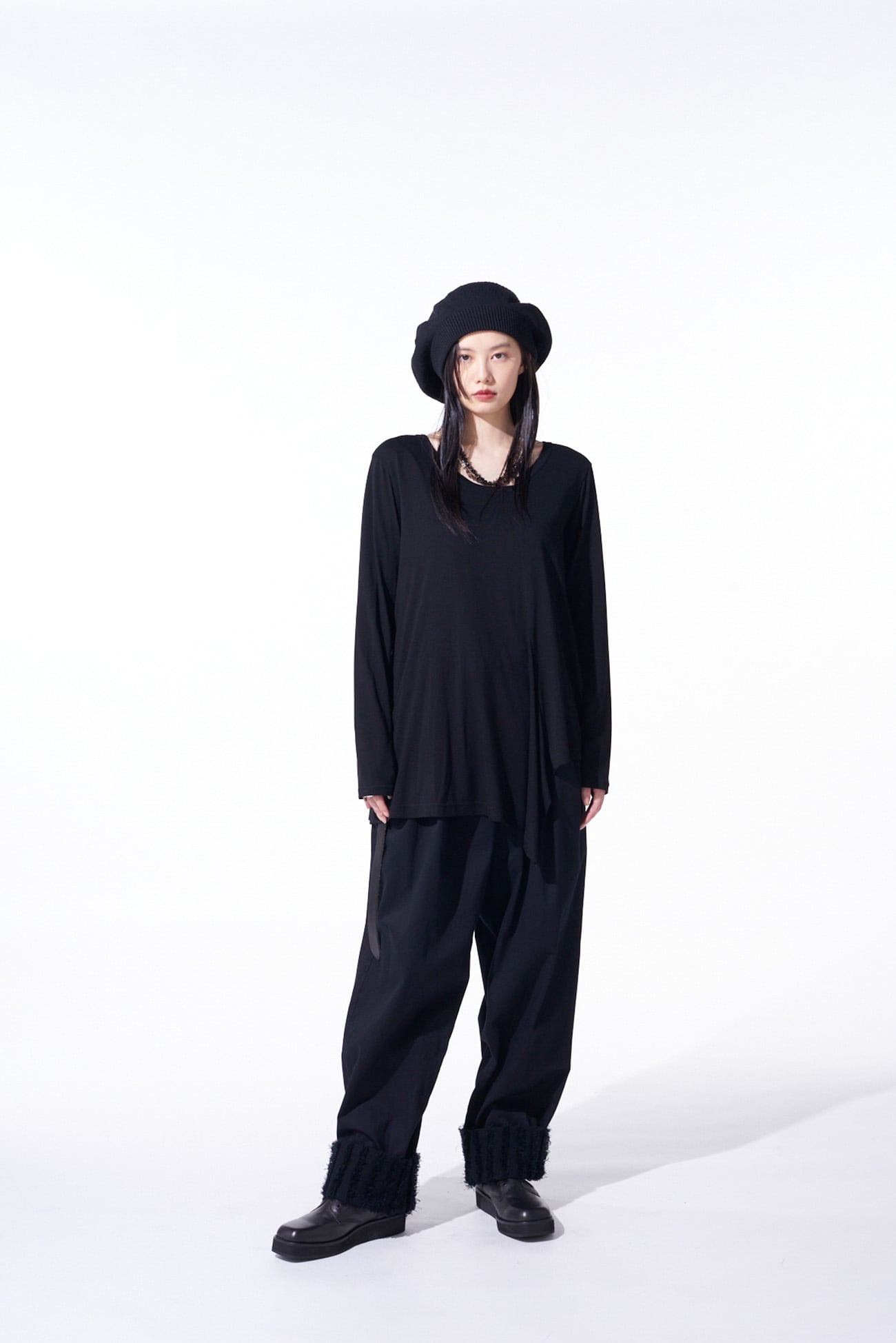 RAYON JERSEY DECONSTRUCTED ASYMMETRICAL LONG-SLEEVED T-SHIRTS