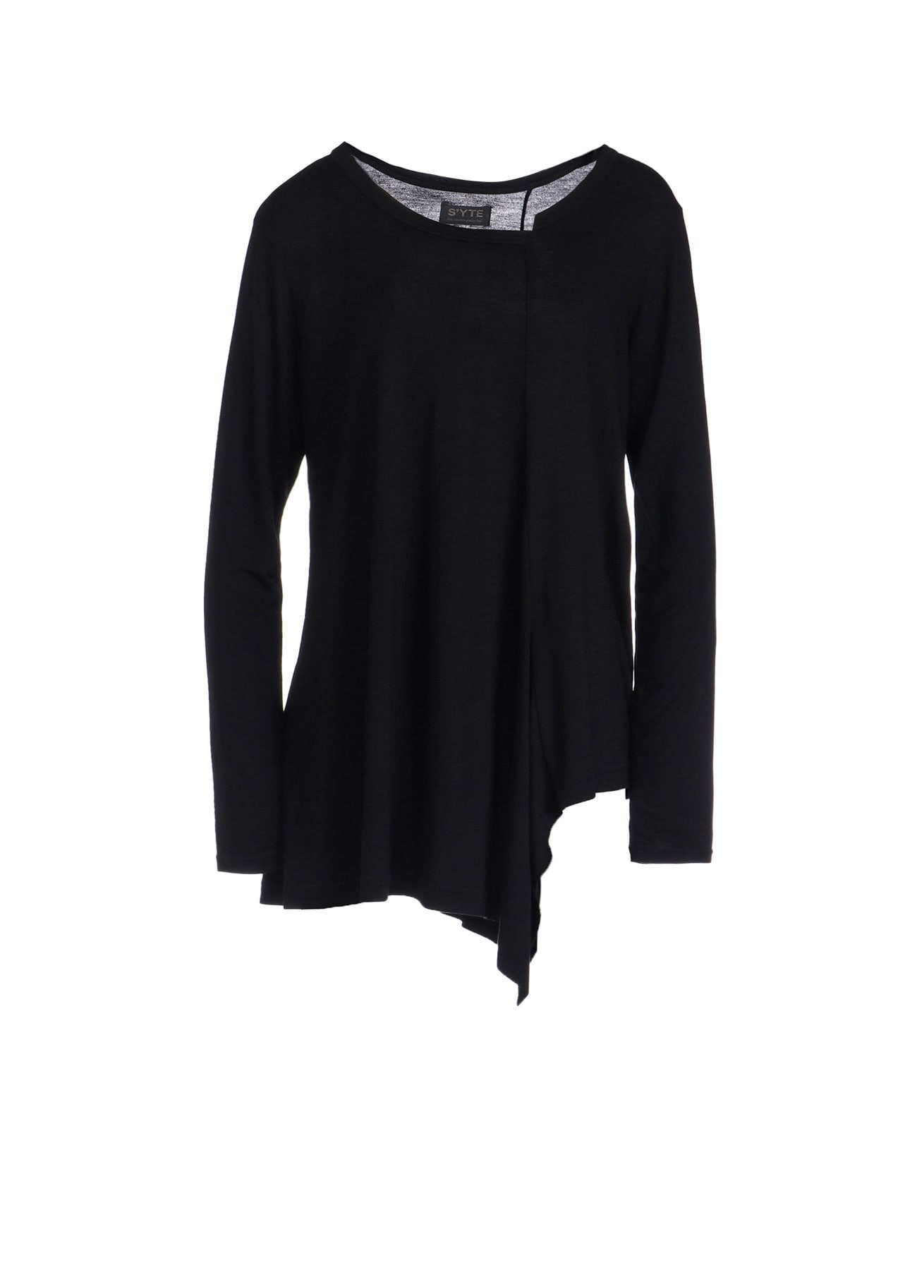 RAYON JERSEY DECONSTRUCTED ASYMMETRICAL LONG-SLEEVED T-SHIRTS