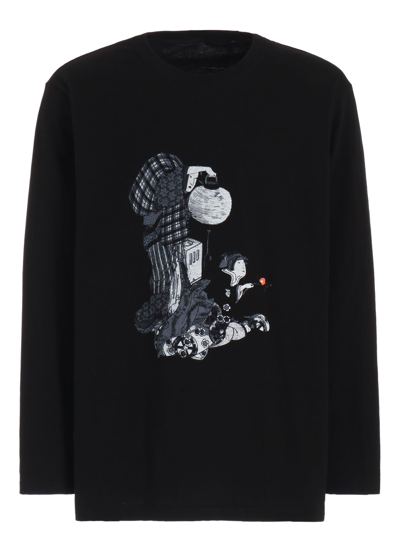 "FLOWERS AND LANTERNS" UKIYO-E GRAPHIC LONG-SLEEVED T-SHIRT