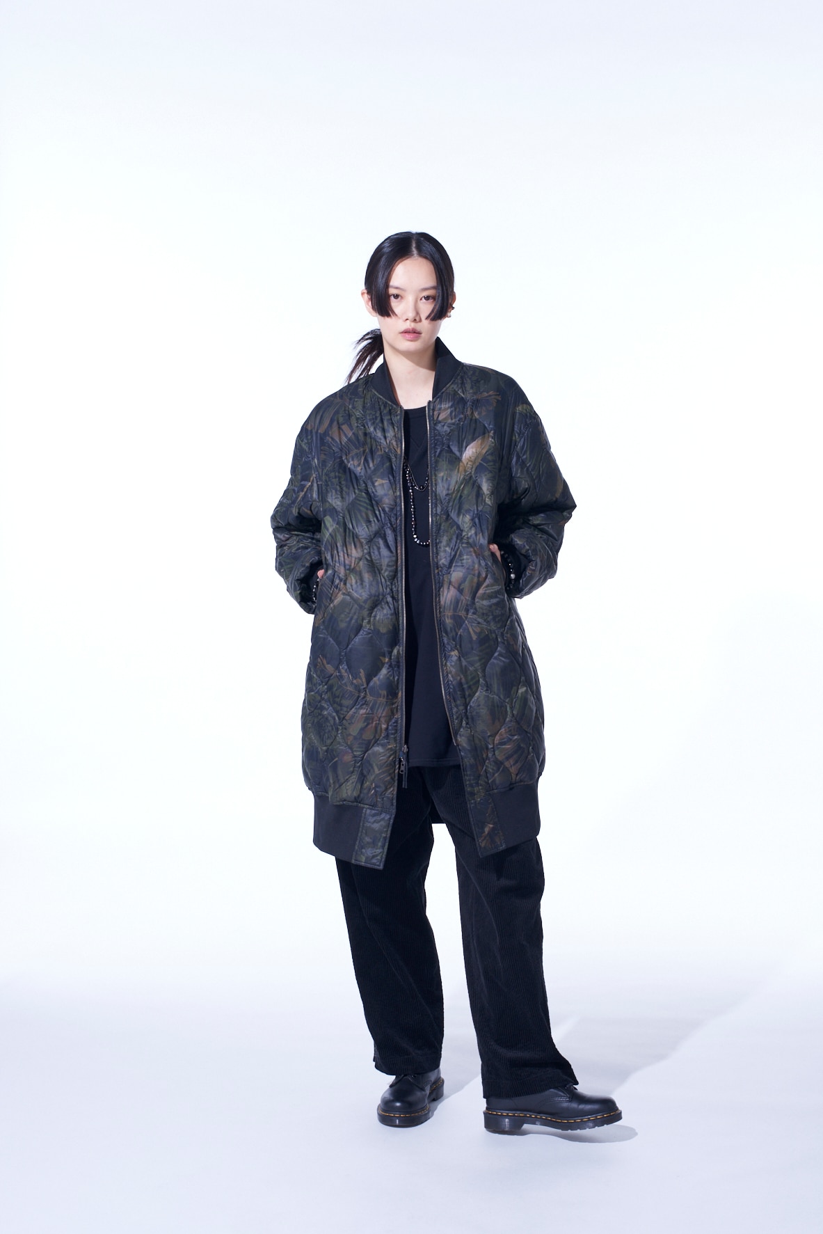 【11/21 12:00 Release】【S'YTE X TAION】DAHLIA CAMOUFLAGE QUILTED DOWN REVERSIBLE LONG MA-1