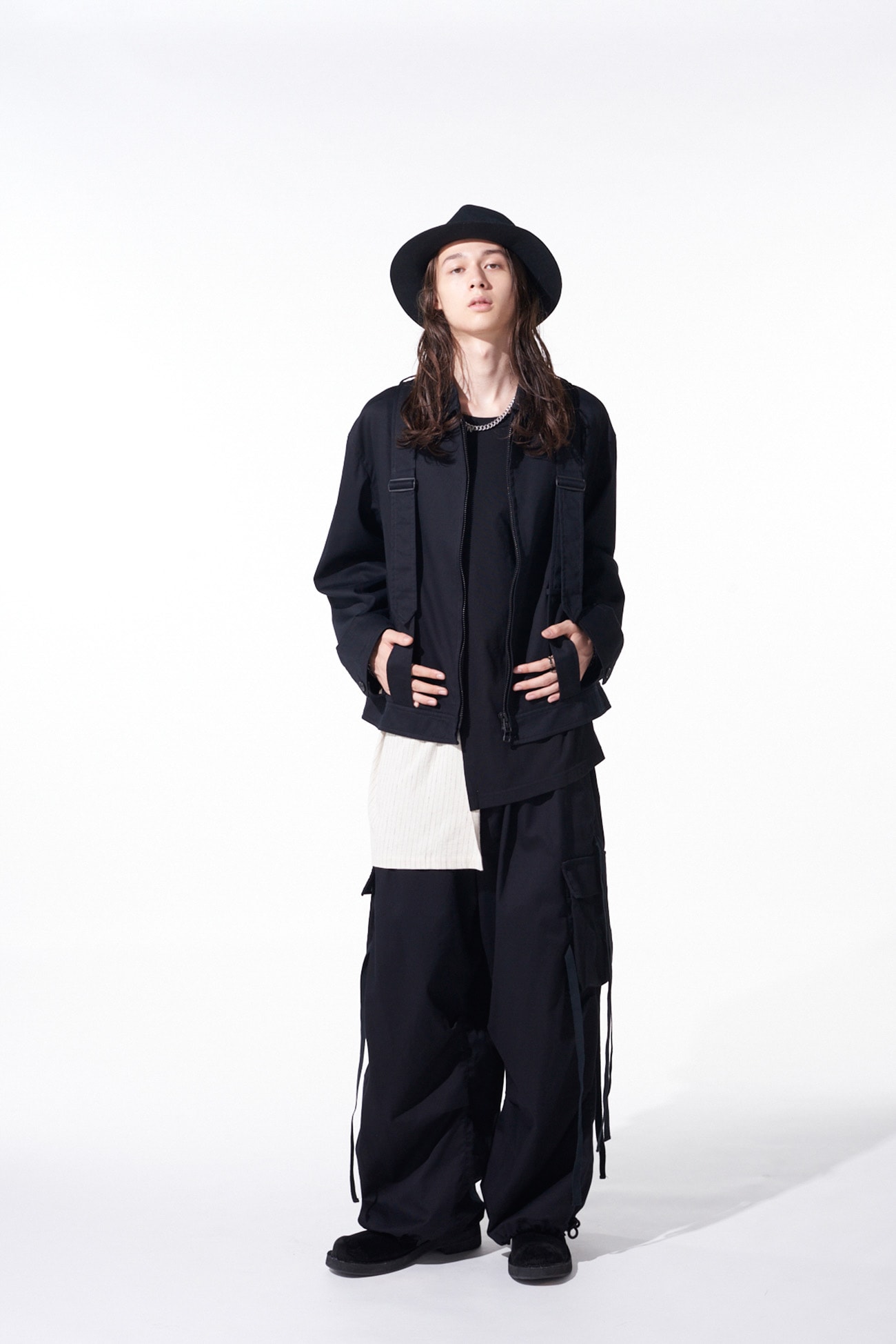 COTTON TWILL OVERSIZED BELTED "Y" BLOUSON