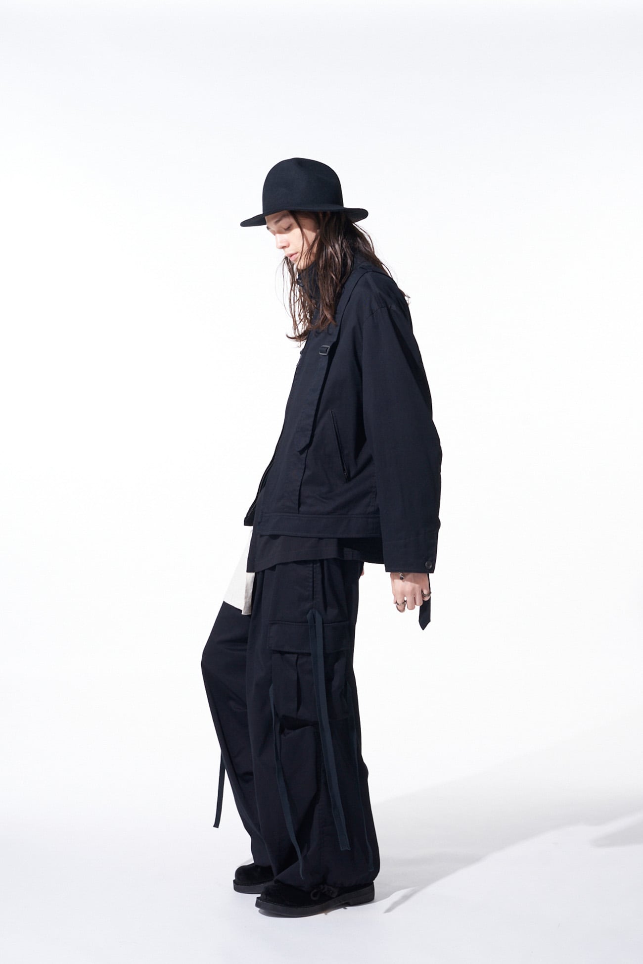 COTTON TWILL OVERSIZED BELTED "Y" BLOUSON